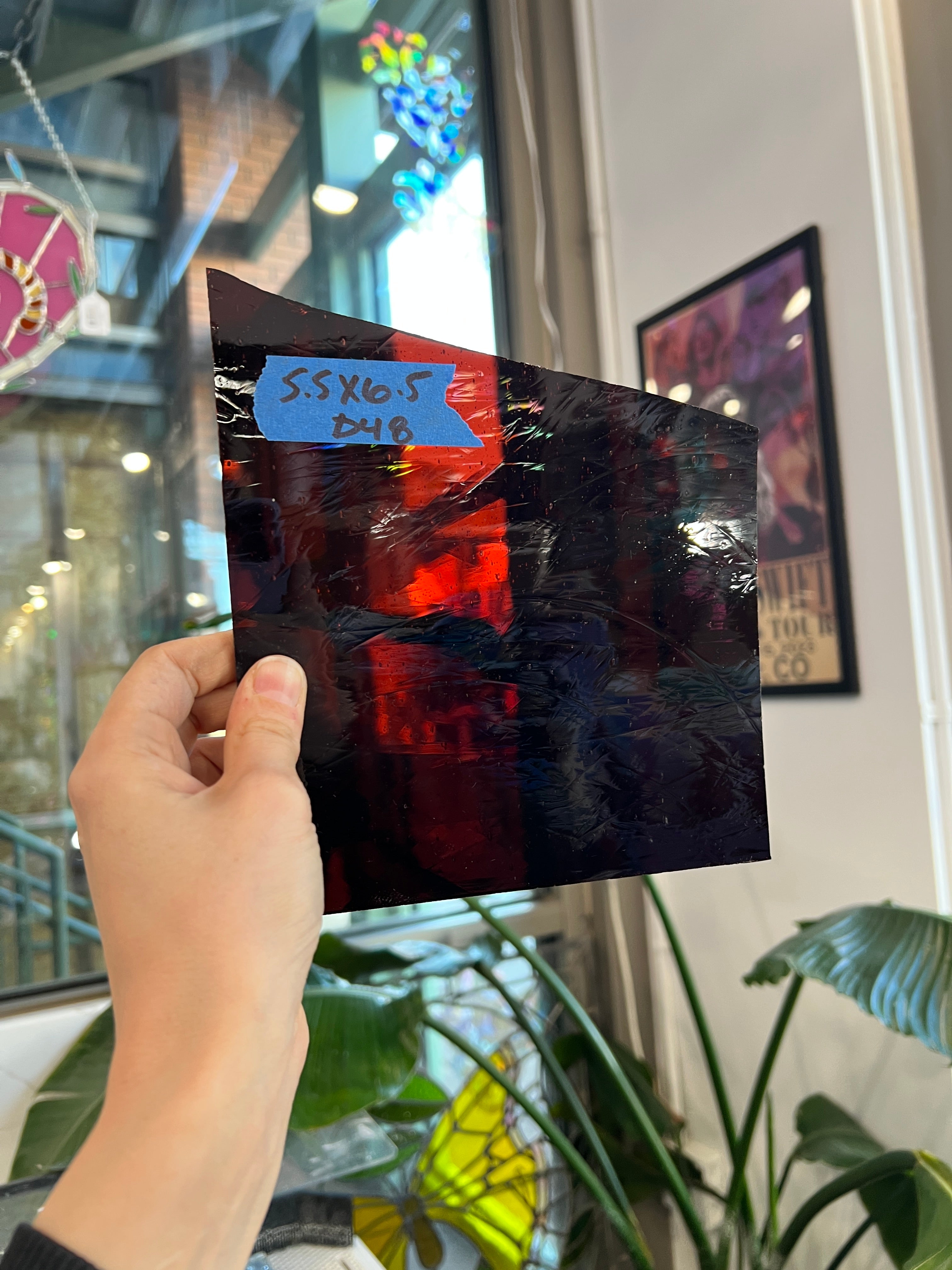 Dark Amber Vintage Mouth Blown Sheet Glass Colorado Glassworks