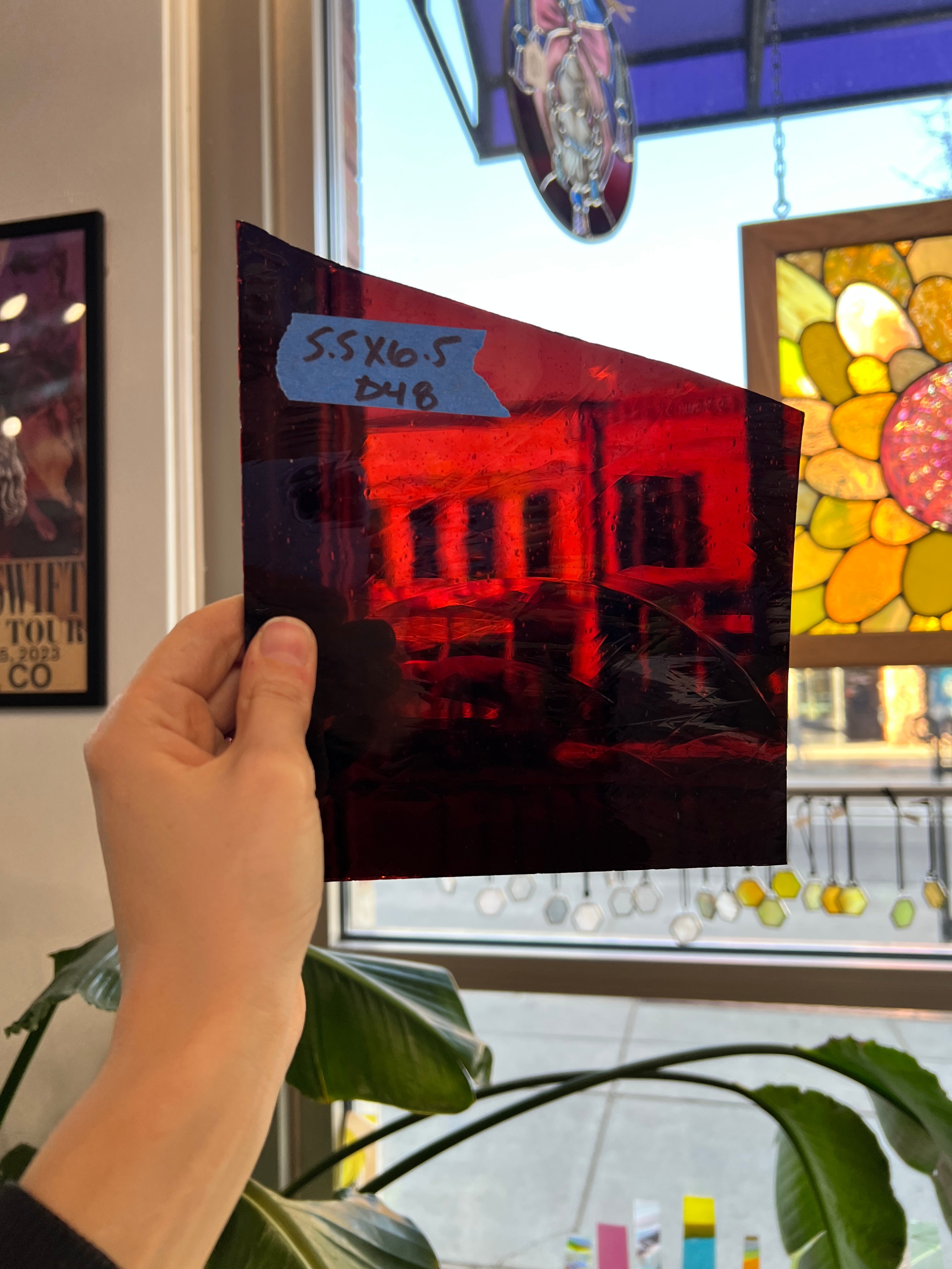 Dark Amber Vintage Mouth Blown Sheet Glass Colorado Glassworks