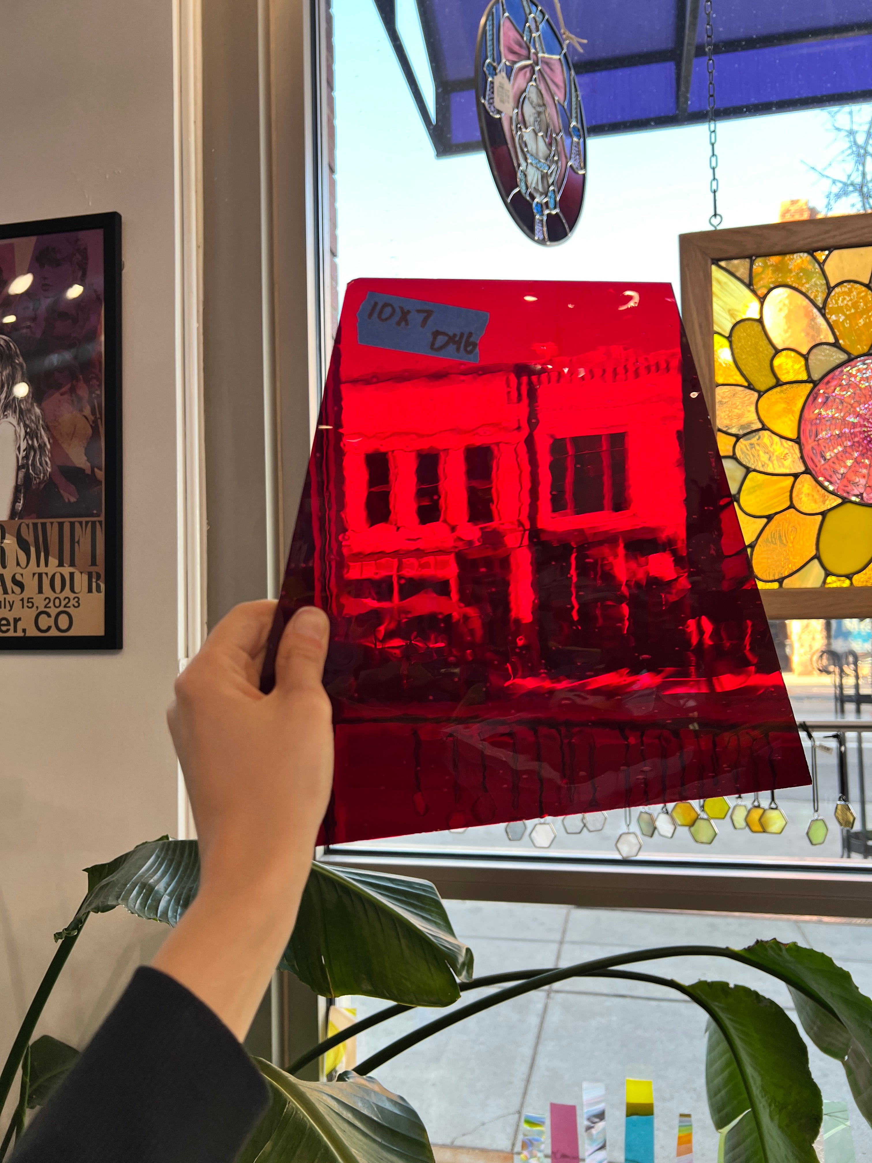 Red on Yellow Flash Glass Sheet Glass Colorado Glassworks