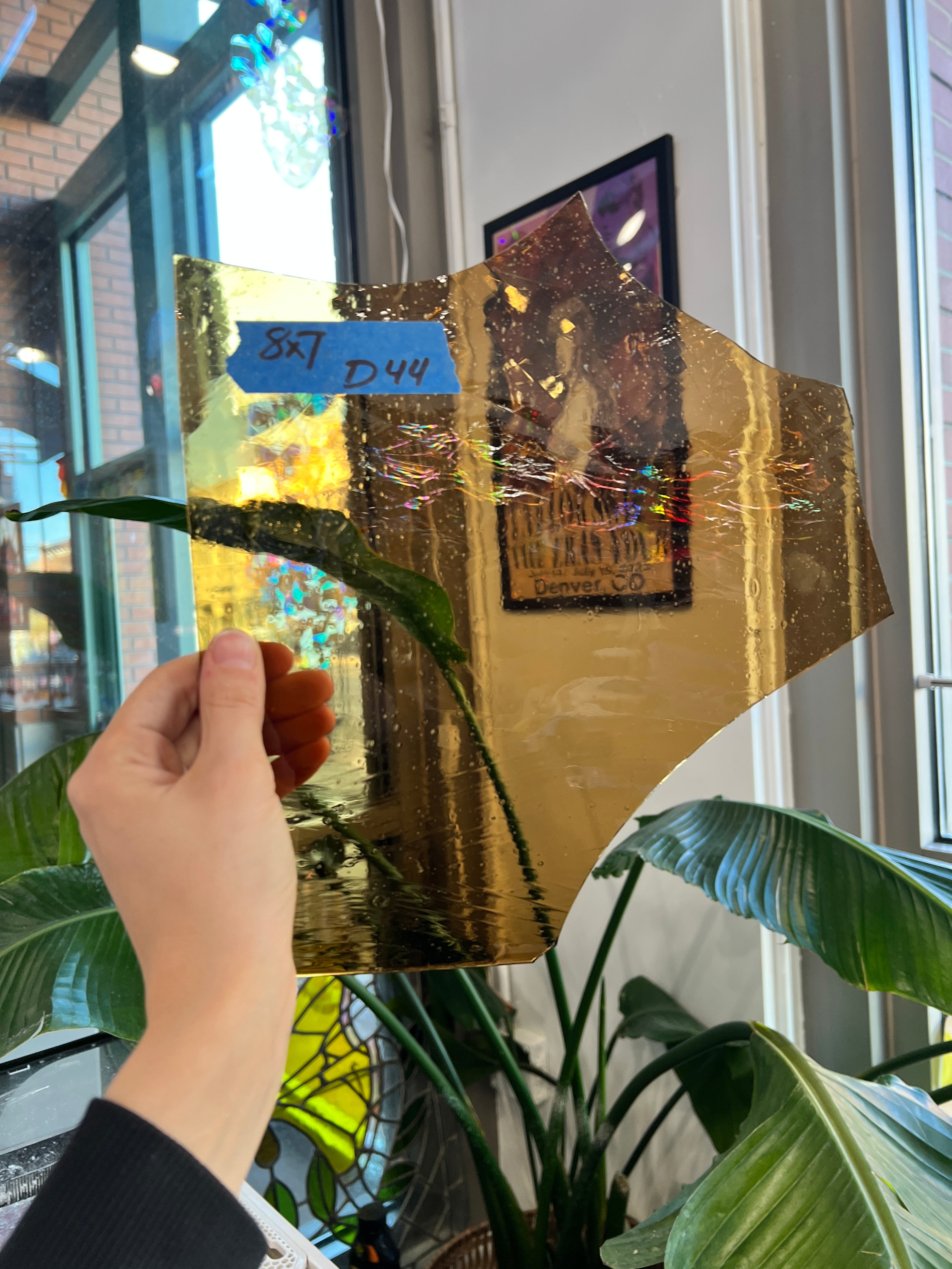 Yellow Mouth Blown Misc Glass Sheet Glass Colorado Glassworks 8x7in (UNK-32227629)