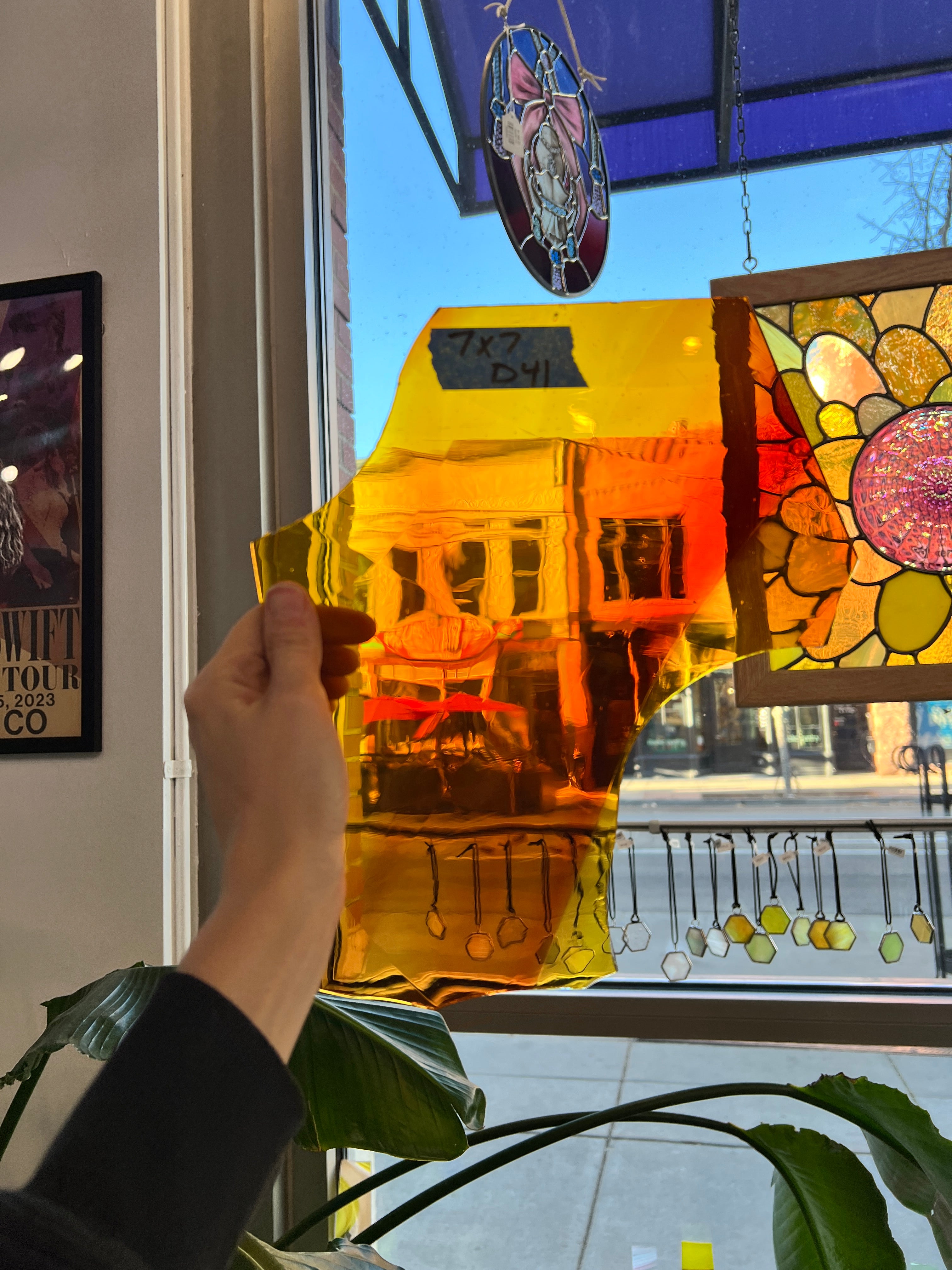 Orange Yellow Mouth Blown Vintage Hartley Wood Flash Glass Sheet Glass Colorado Glassworks