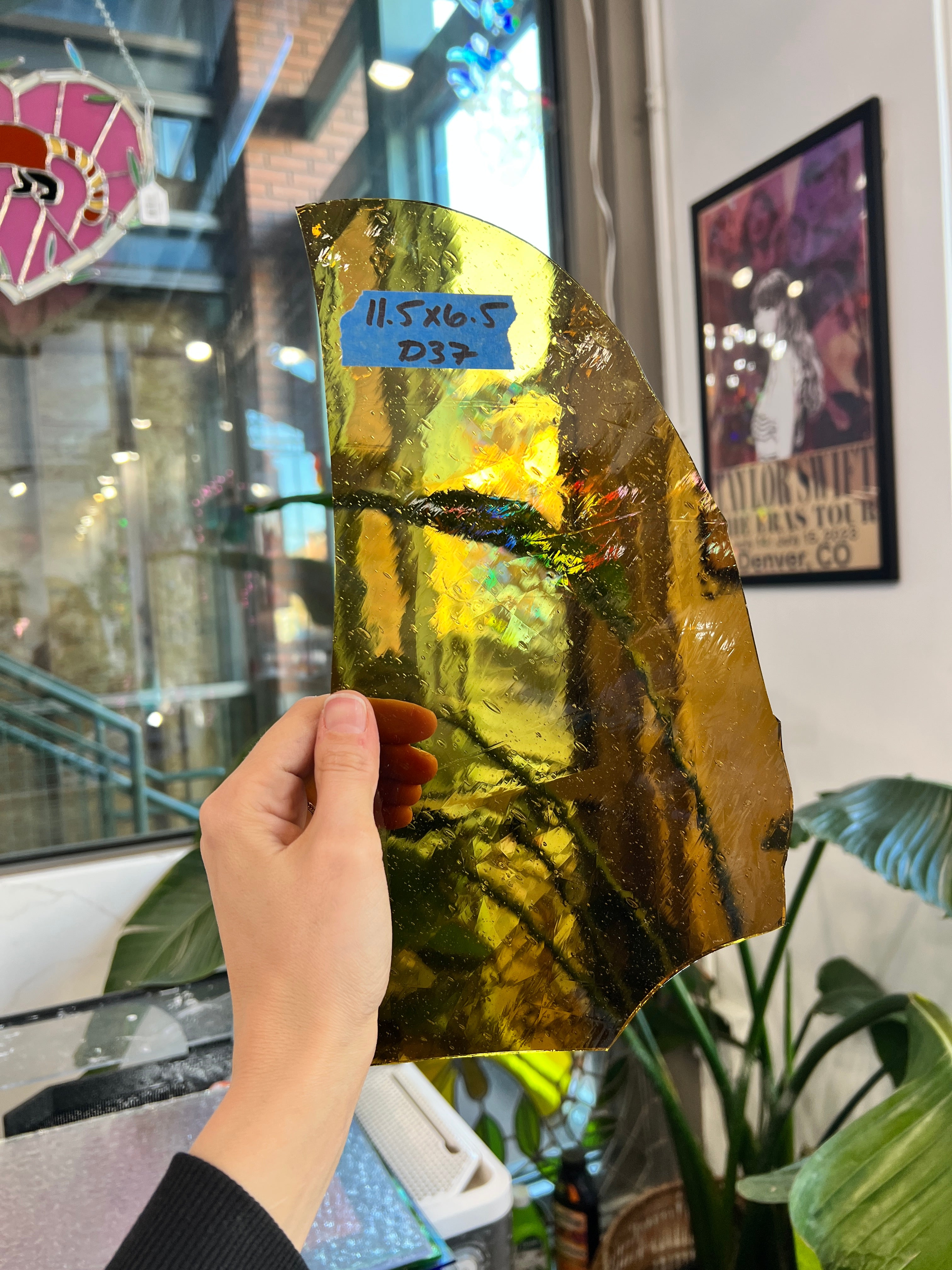 Olive Amber Mouth Blown Glass Sheet Glass Colorado Glassworks