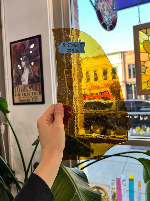 Olive Amber Mouth Blown Glass Sheet Glass Colorado Glassworks