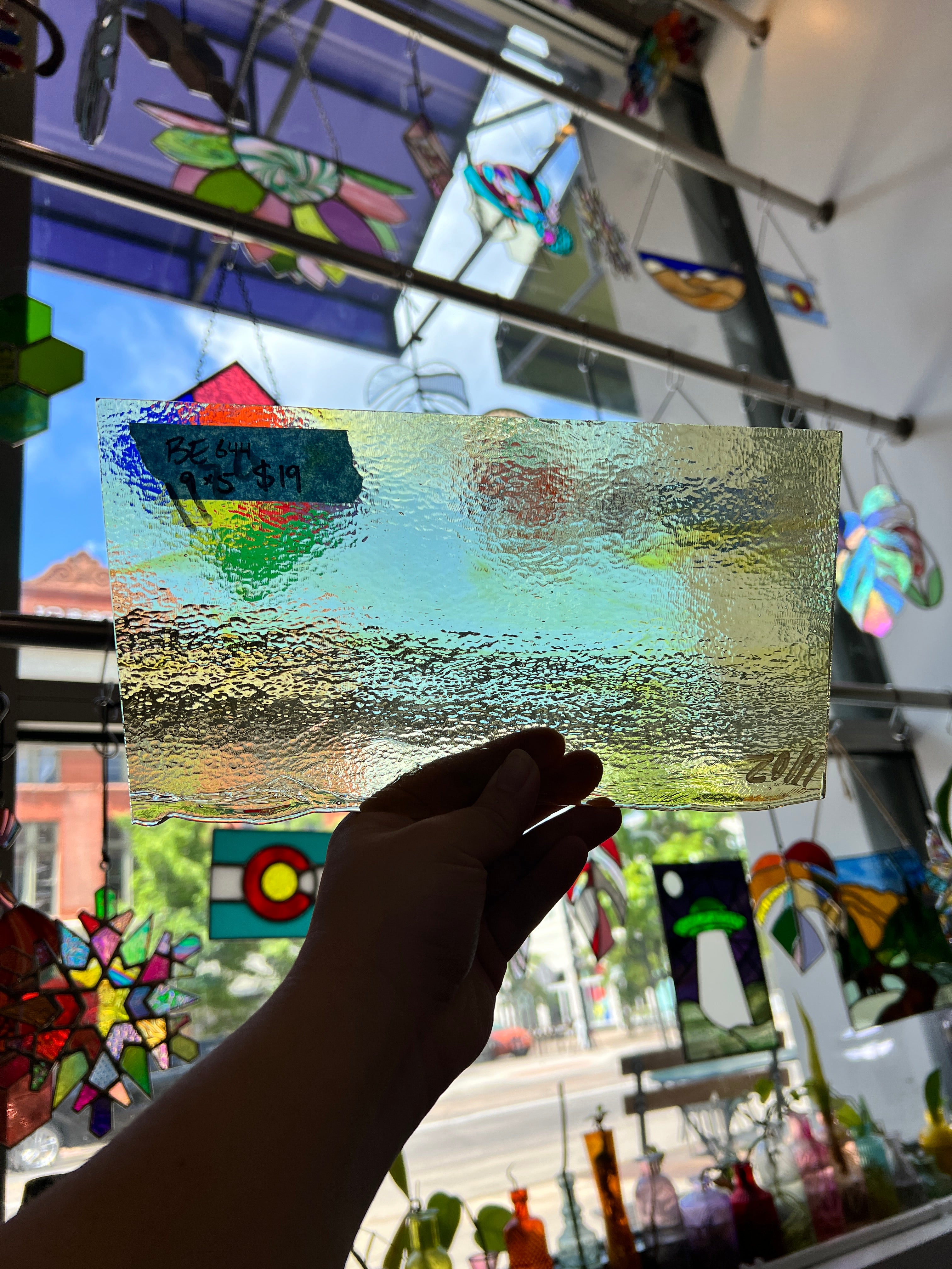 Vintage Transparent Yellow Bullseye Sheet Glass Colorado Glass Works
