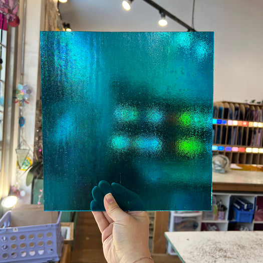 Peacock Feather Blue Luminescent 96 COE Wissmach (WI 96 19 LUM) Sheet Glass Colorado Glass Works