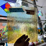 Vintage Transparent Yellow Bullseye Sheet Glass Colorado Glass Works