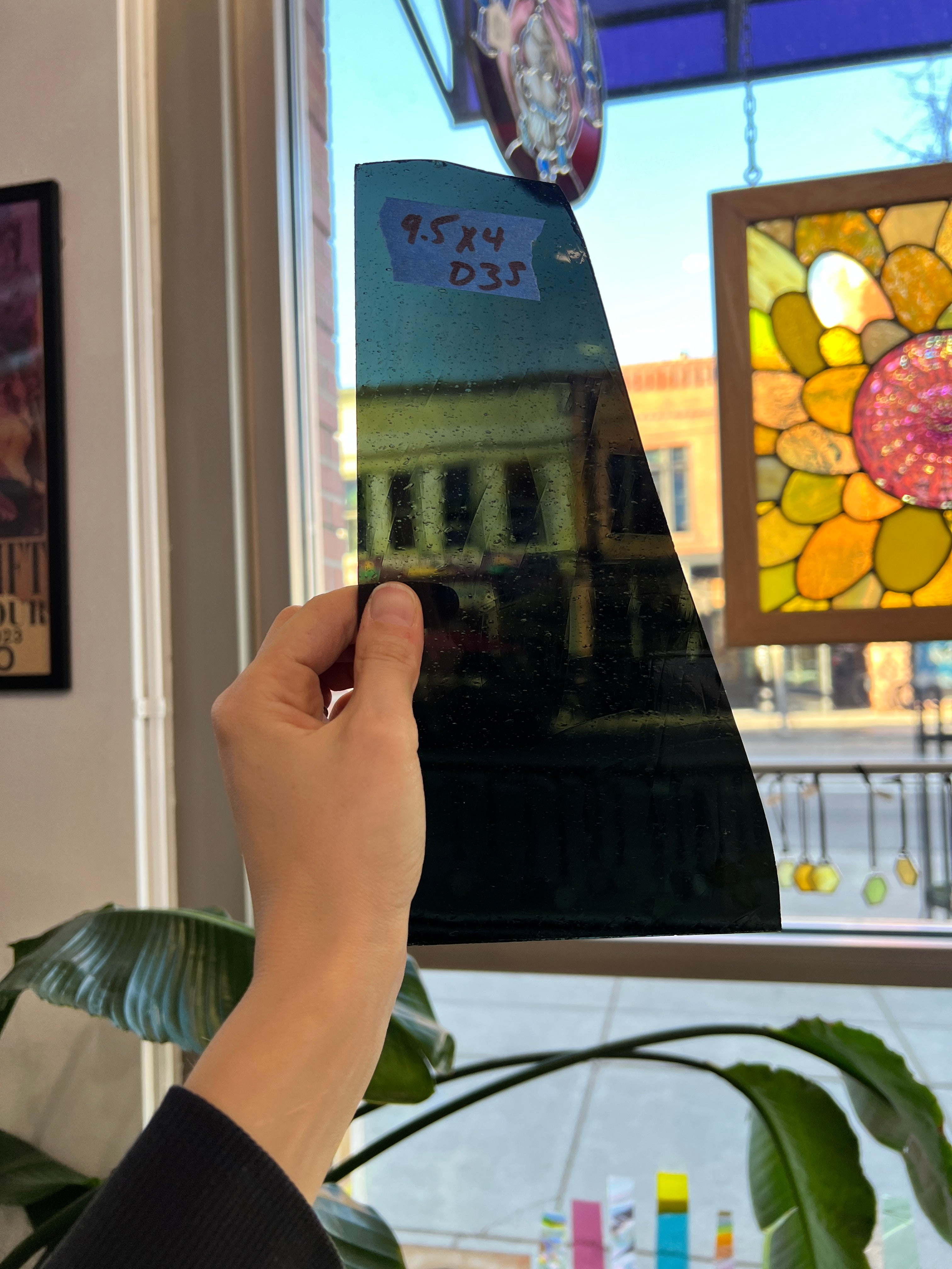 Dark Gray Mouth Blown Glass Sheet Glass Colorado Glassworks 9.5x4in (UNK-12632365)