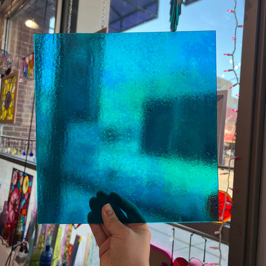 Peacock Feather Blue Luminescent 96 COE Wissmach (WI 96 19 LUM) Sheet Glass Colorado Glass Works