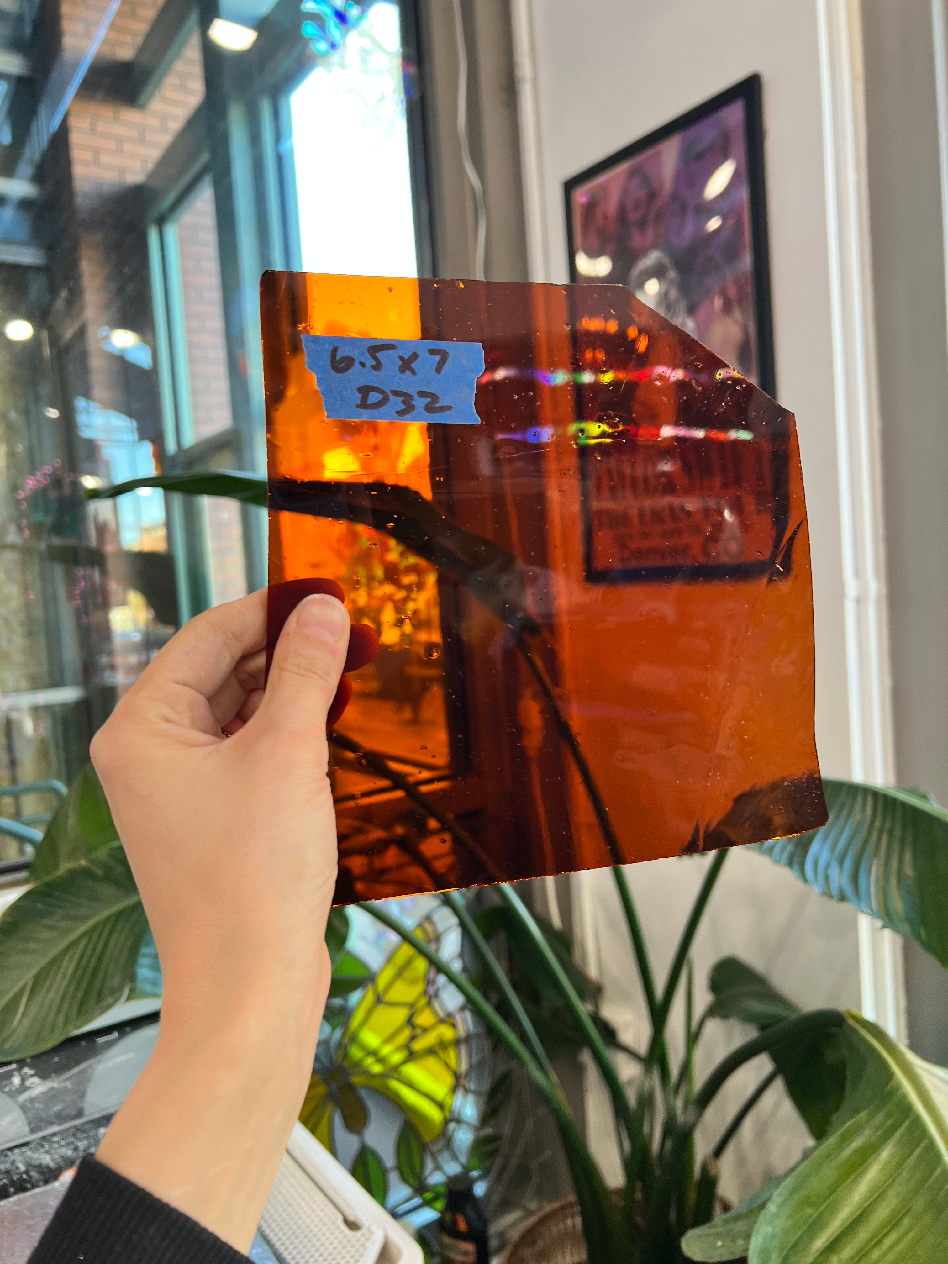 Amber Antique Mouth Blown Sheet Glass Colorado Glassworks