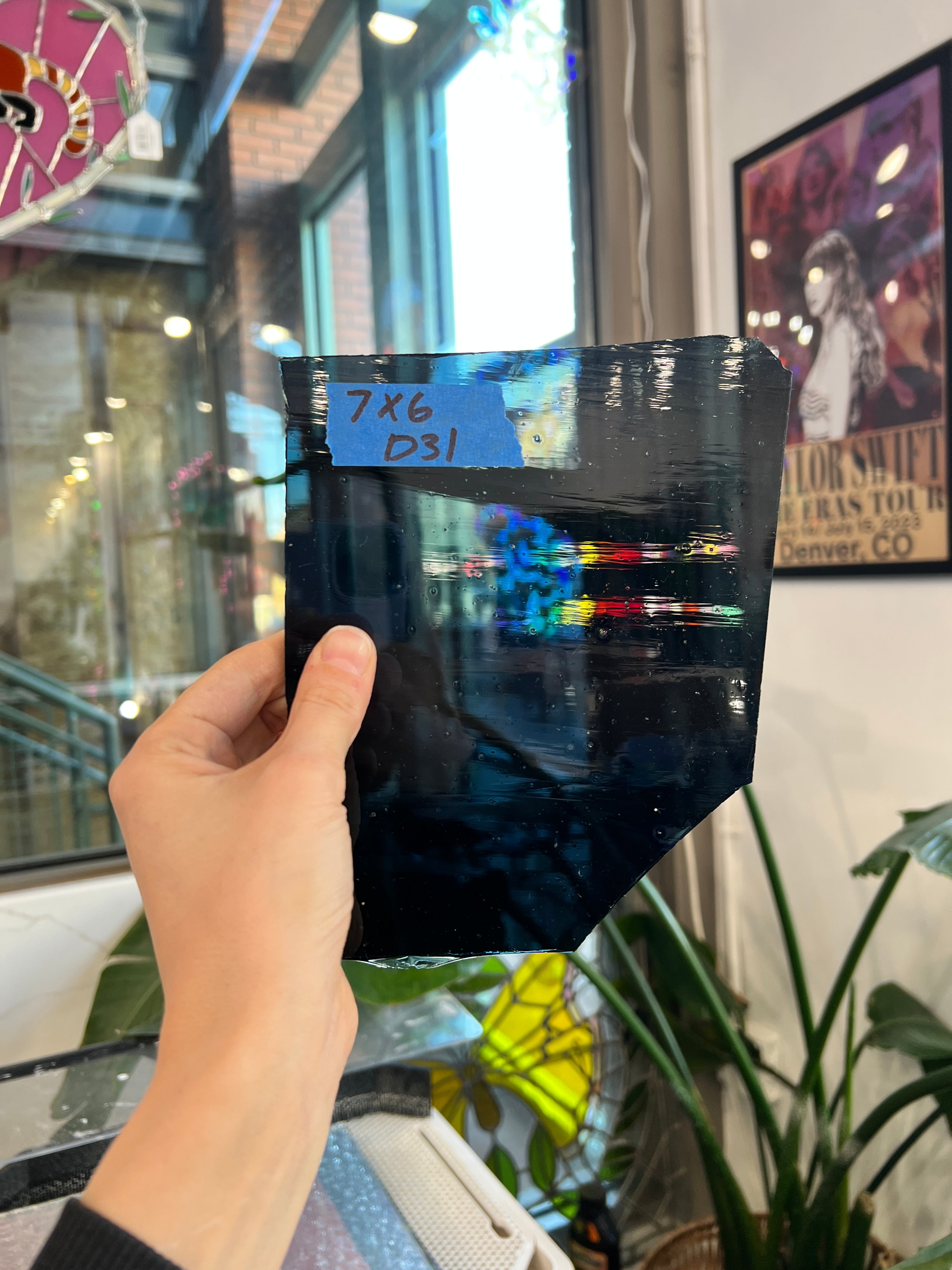 Dark Gray Mouth Blown Glass Sheet Glass Colorado Glassworks D31 (7x6in)