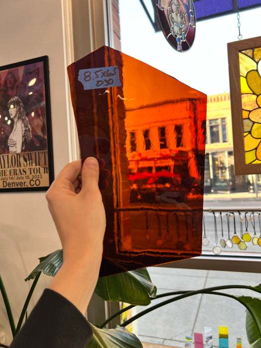 Dark Amber Vintage Mouth Blown Sheet Glass Colorado Glassworks