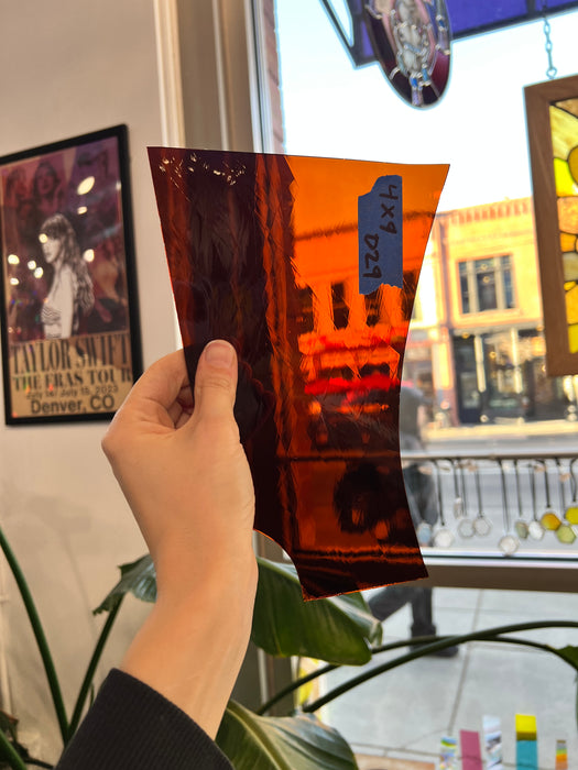 Dark Amber Vintage Mouth Blown Sheet Glass Colorado Glassworks