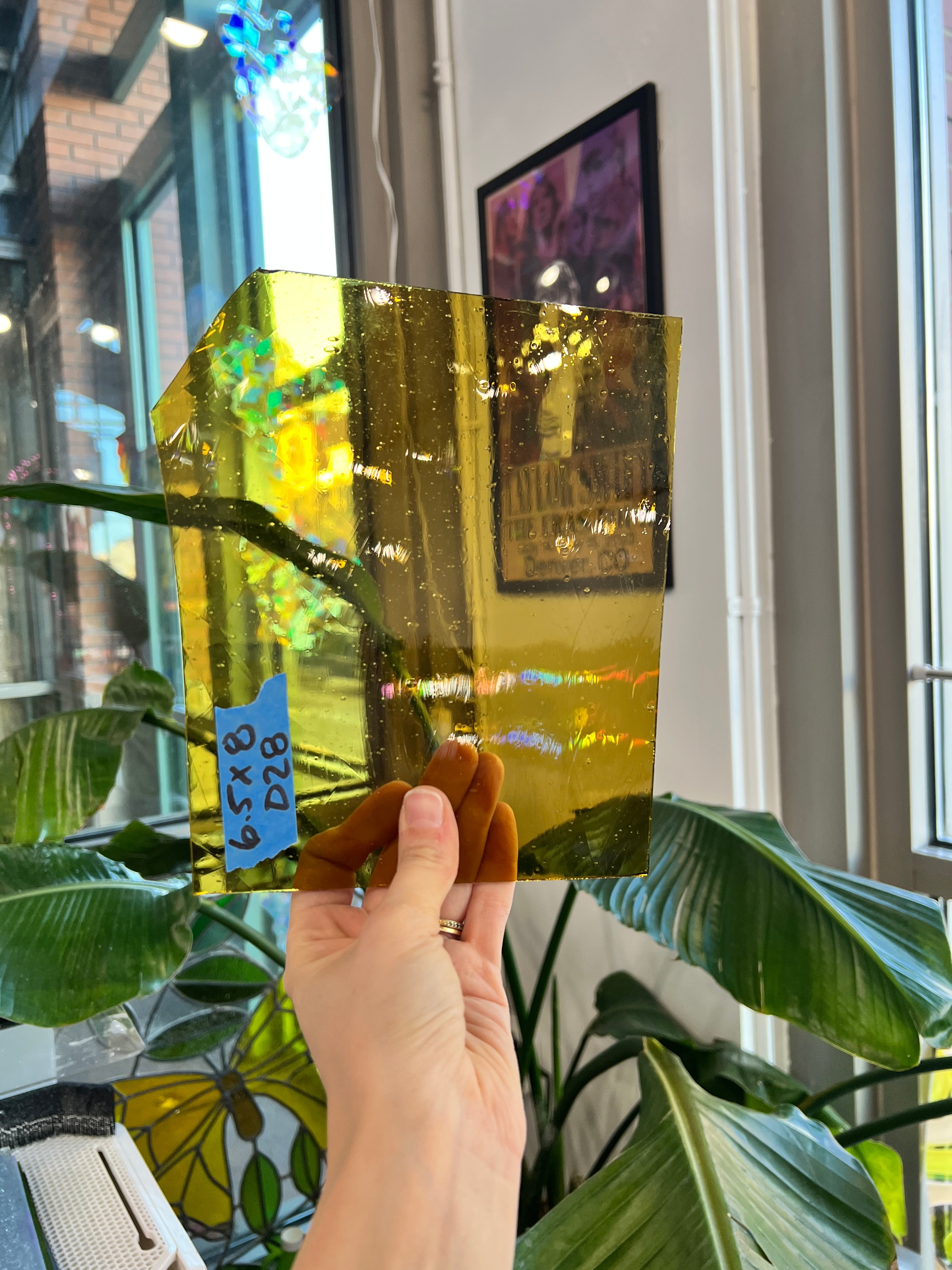 Yellow Mouth Blown Transparent Sheet Glass Colorado Glassworks 6.5x8in (UNK-13640237)