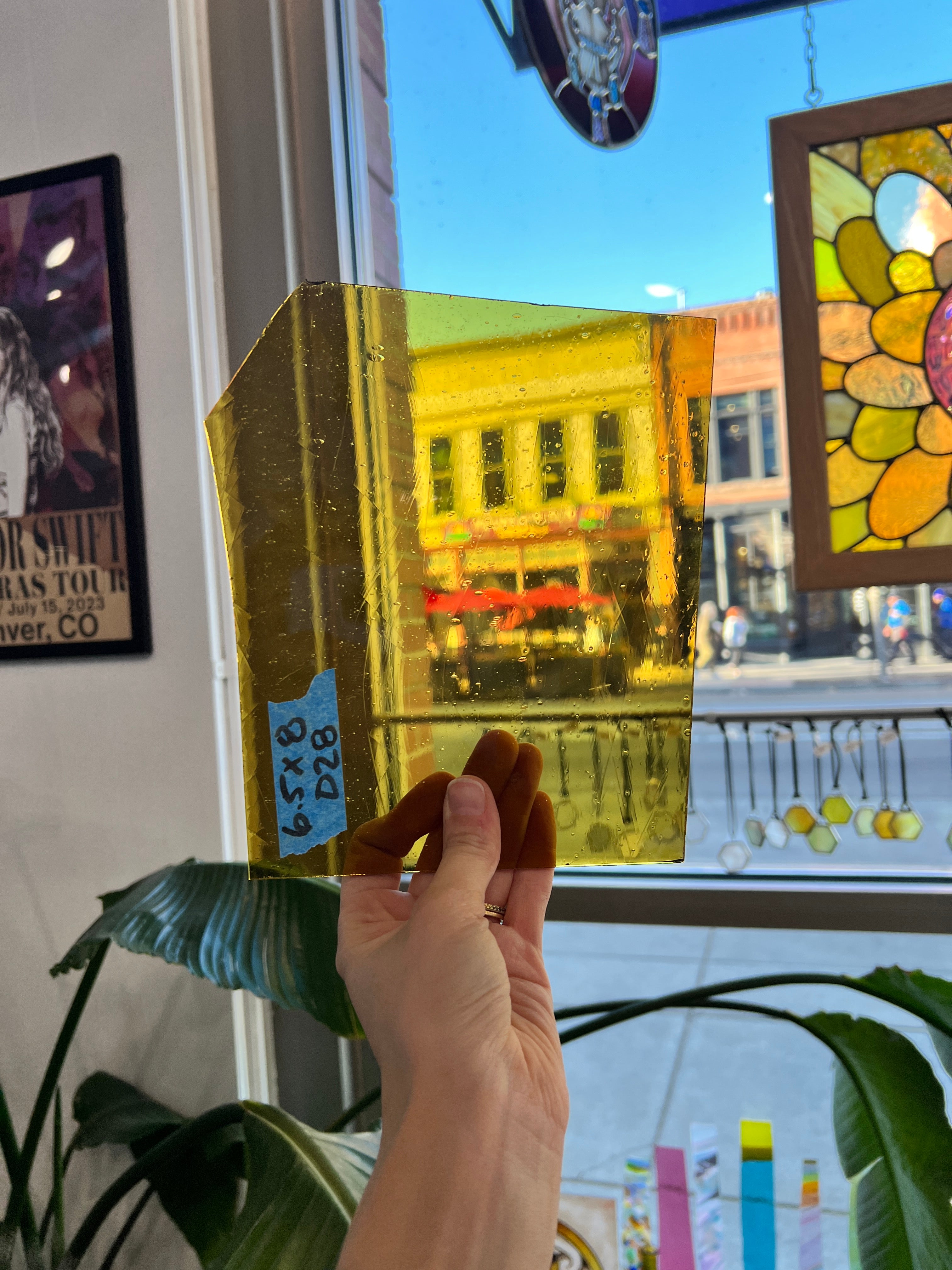 Yellow Mouth Blown Transparent Sheet Glass Colorado Glassworks