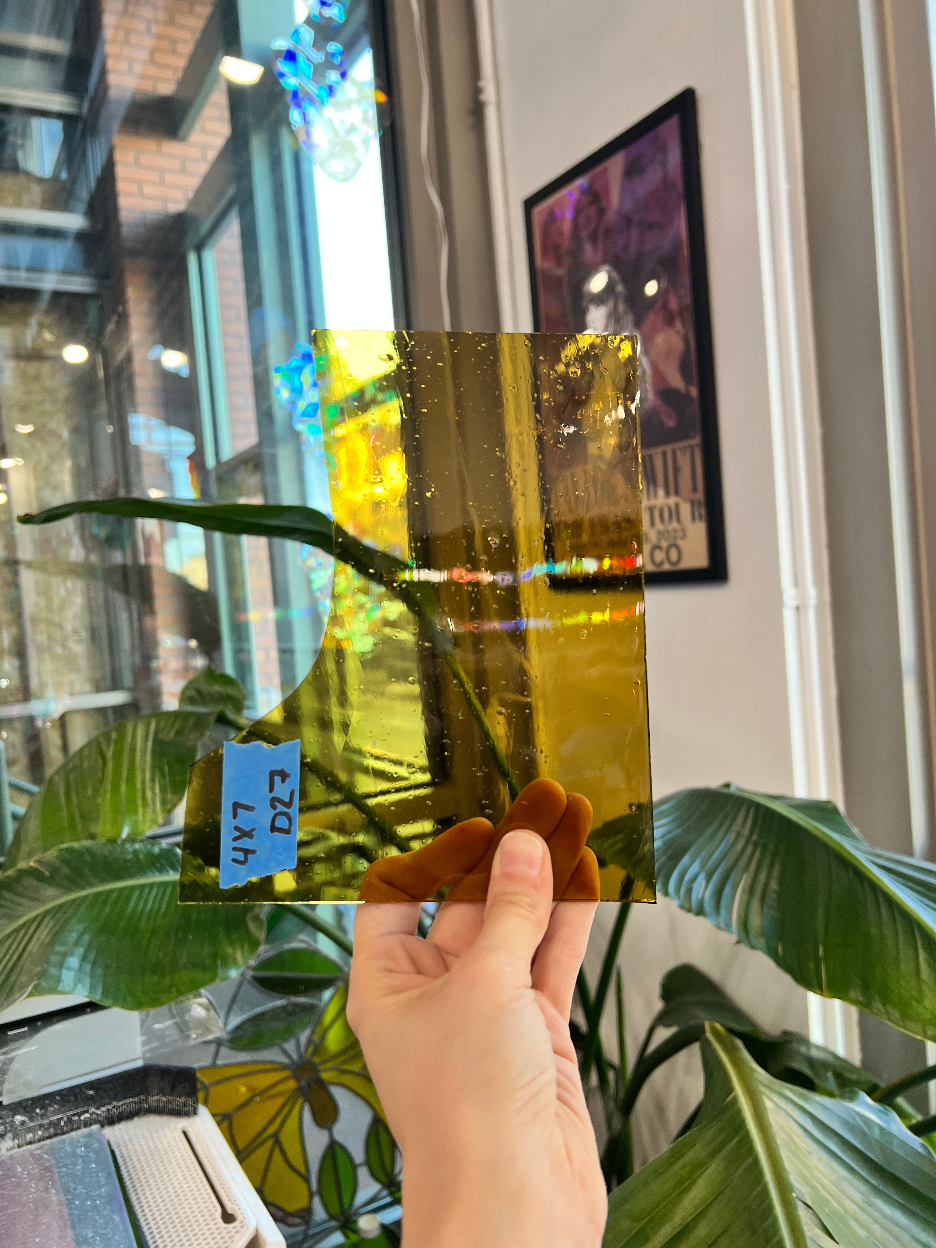 Yellow Mouth Blown Transparent Sheet Glass Colorado Glassworks 4x7in (UNK-13607469)