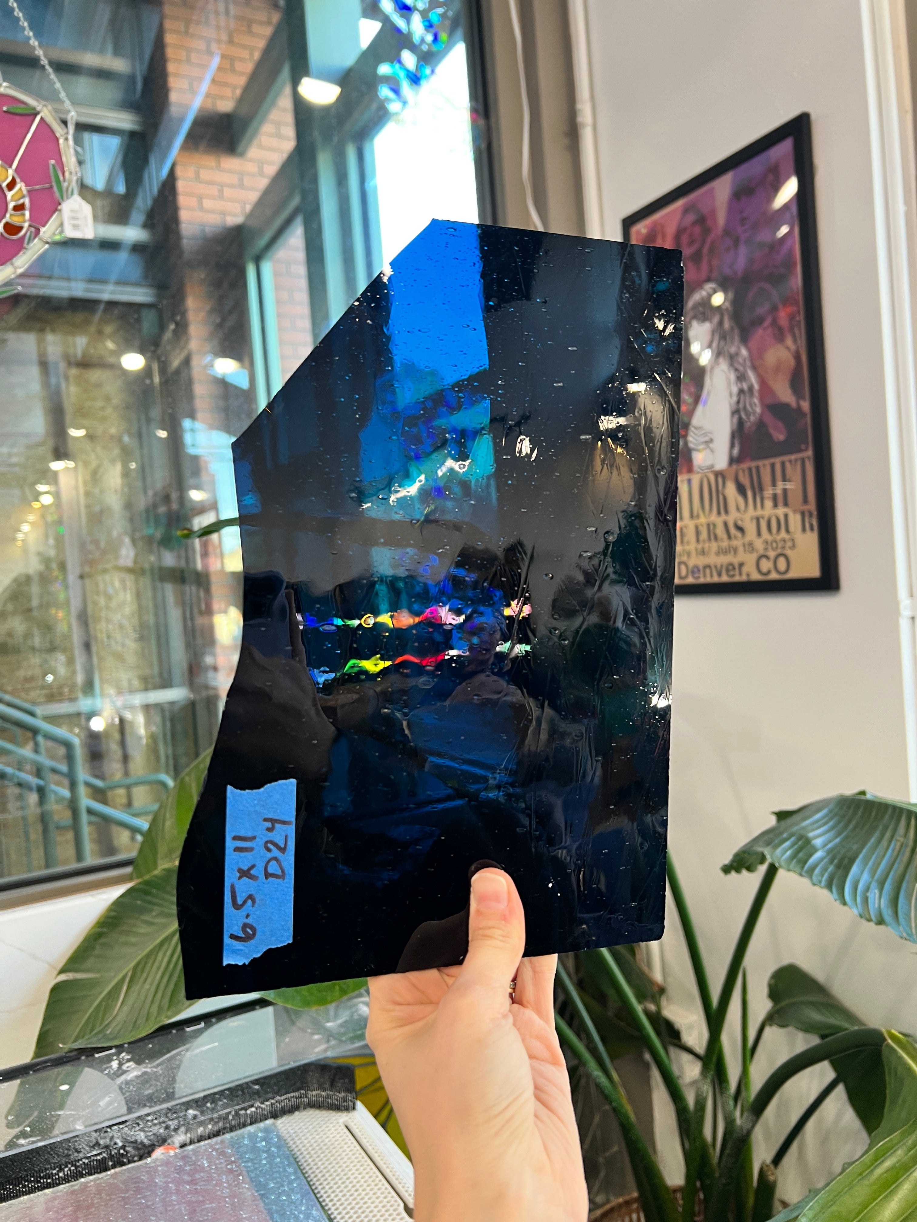 Dark Blue Mouth Blown Lamberts Flash Glass Sheet Glass Colorado Glassworks