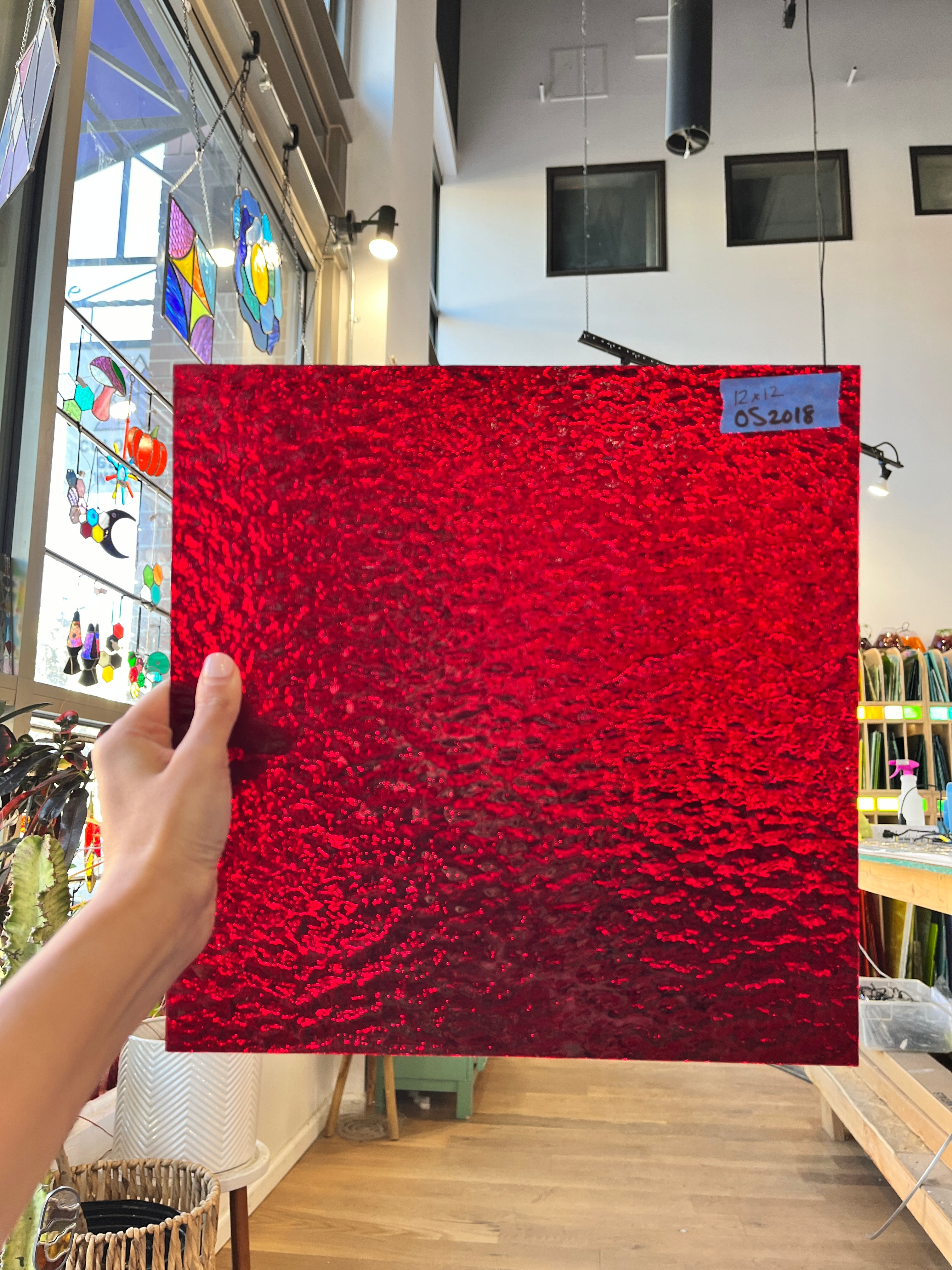 Ruby Red Granite Oceanside Fusible 96 COE (152GF) Sheet Glass Colorado Glassworks OS-RUBYRED-G (12x12in)