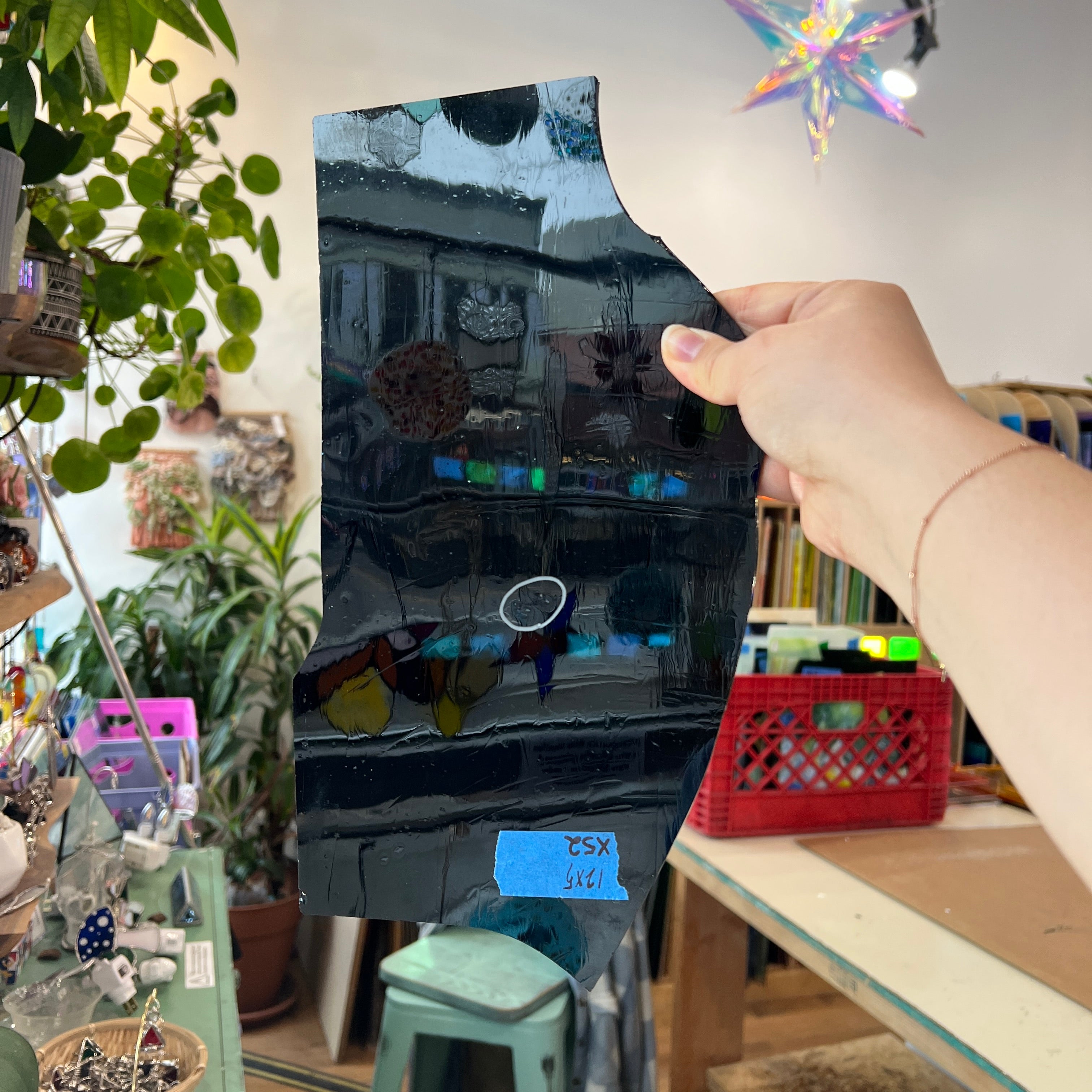 Steel Blue Mouth Blown Antique Sheet Glass Colorado Glassworks