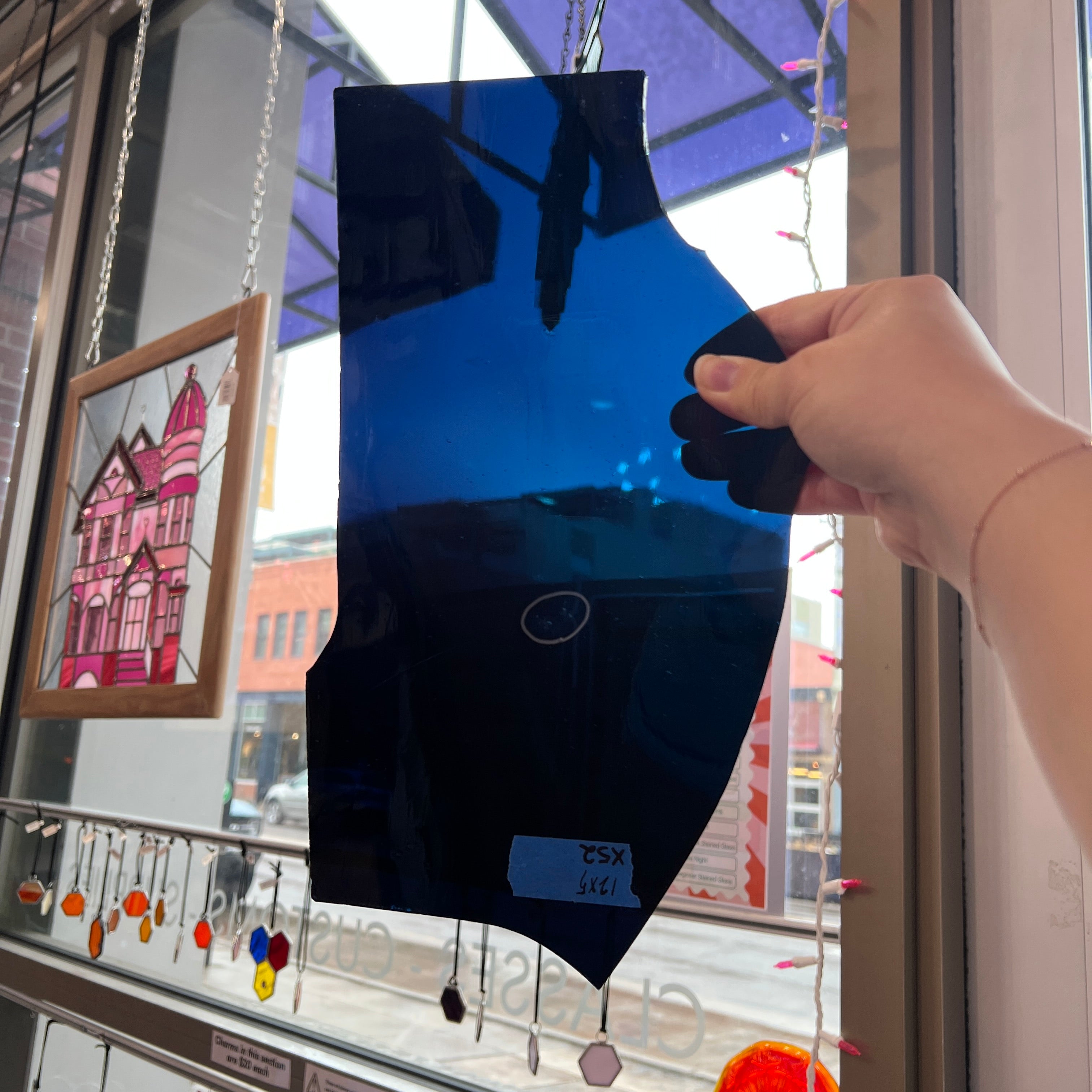 Steel Blue Mouth Blown Antique Sheet Glass Colorado Glassworks