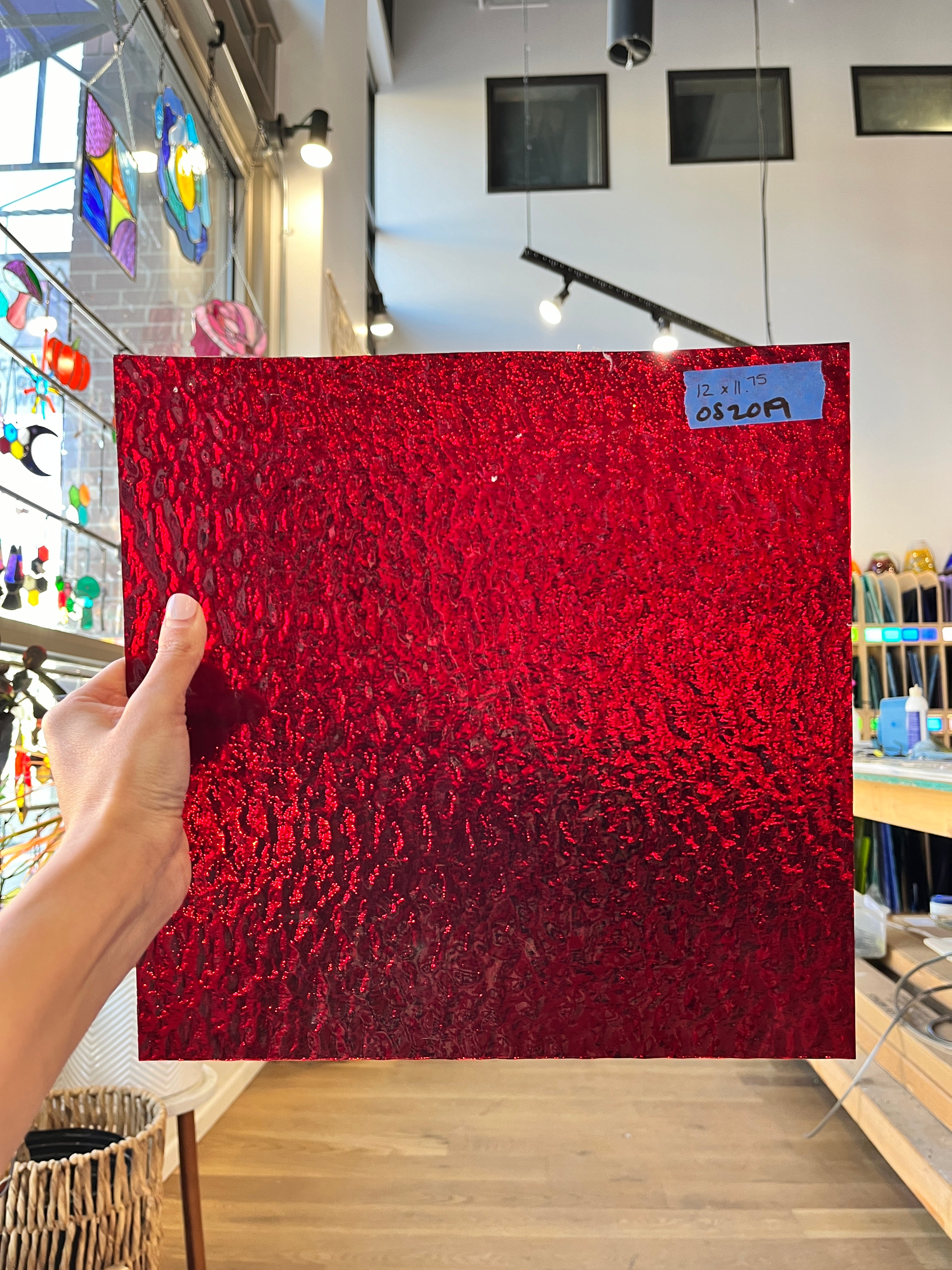 Ruby Red Granite Oceanside Fusible 96 COE (152GF) Sheet Glass Colorado Glassworks OS-RUBYRED-G (12x6in)