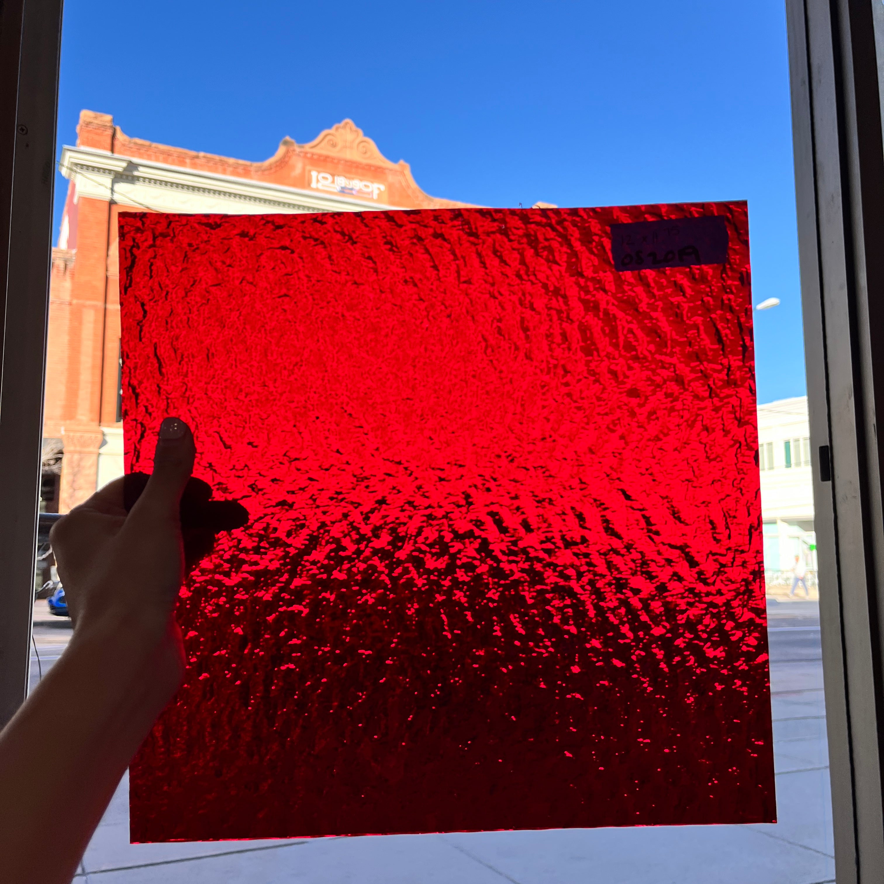 Ruby Red Granite Oceanside Fusible 96 COE (152GF) Sheet Glass Colorado Glassworks