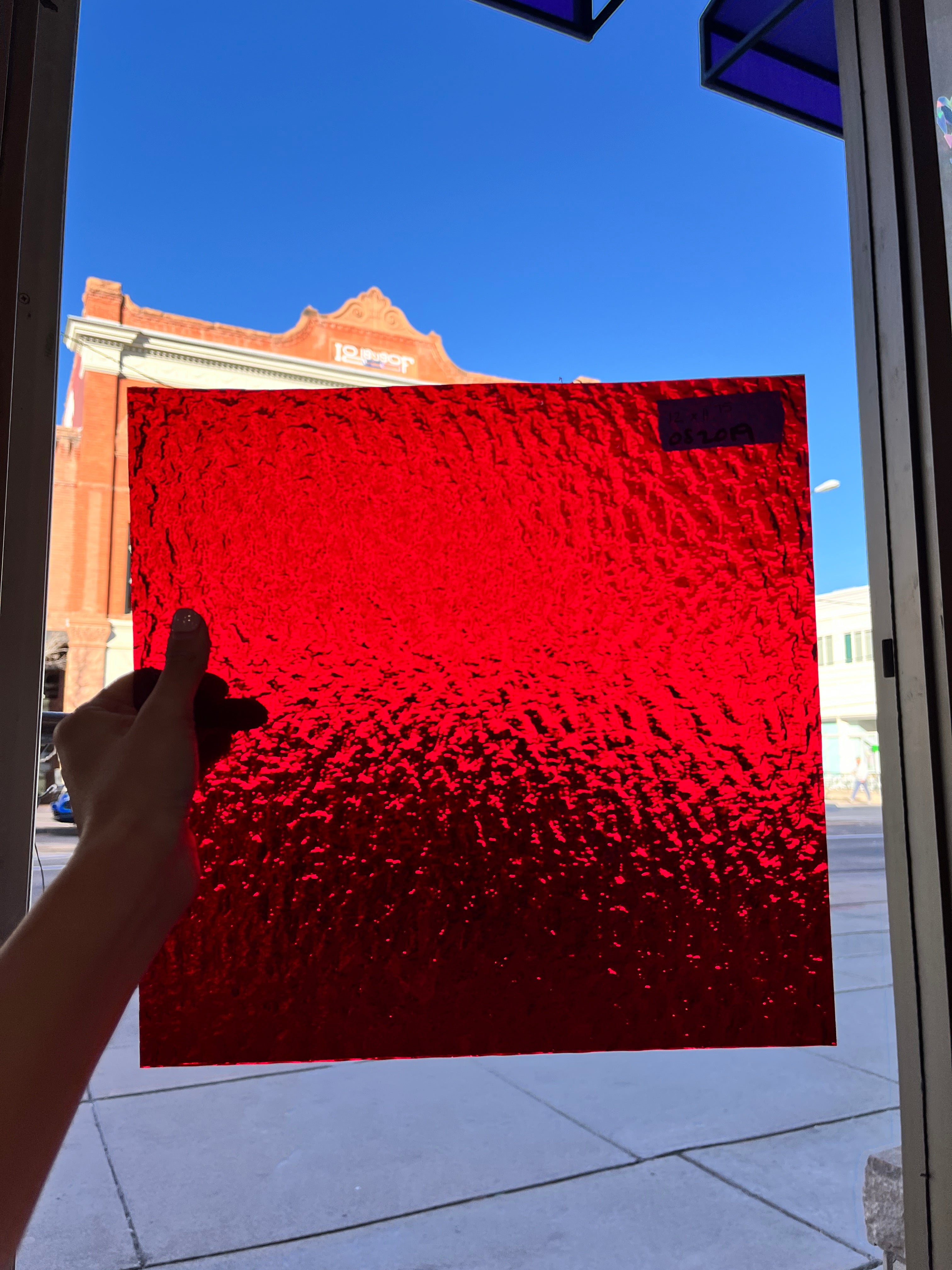 Ruby Red Granite Oceanside Fusible 96 COE (152GF) Sheet Glass Colorado Glassworks