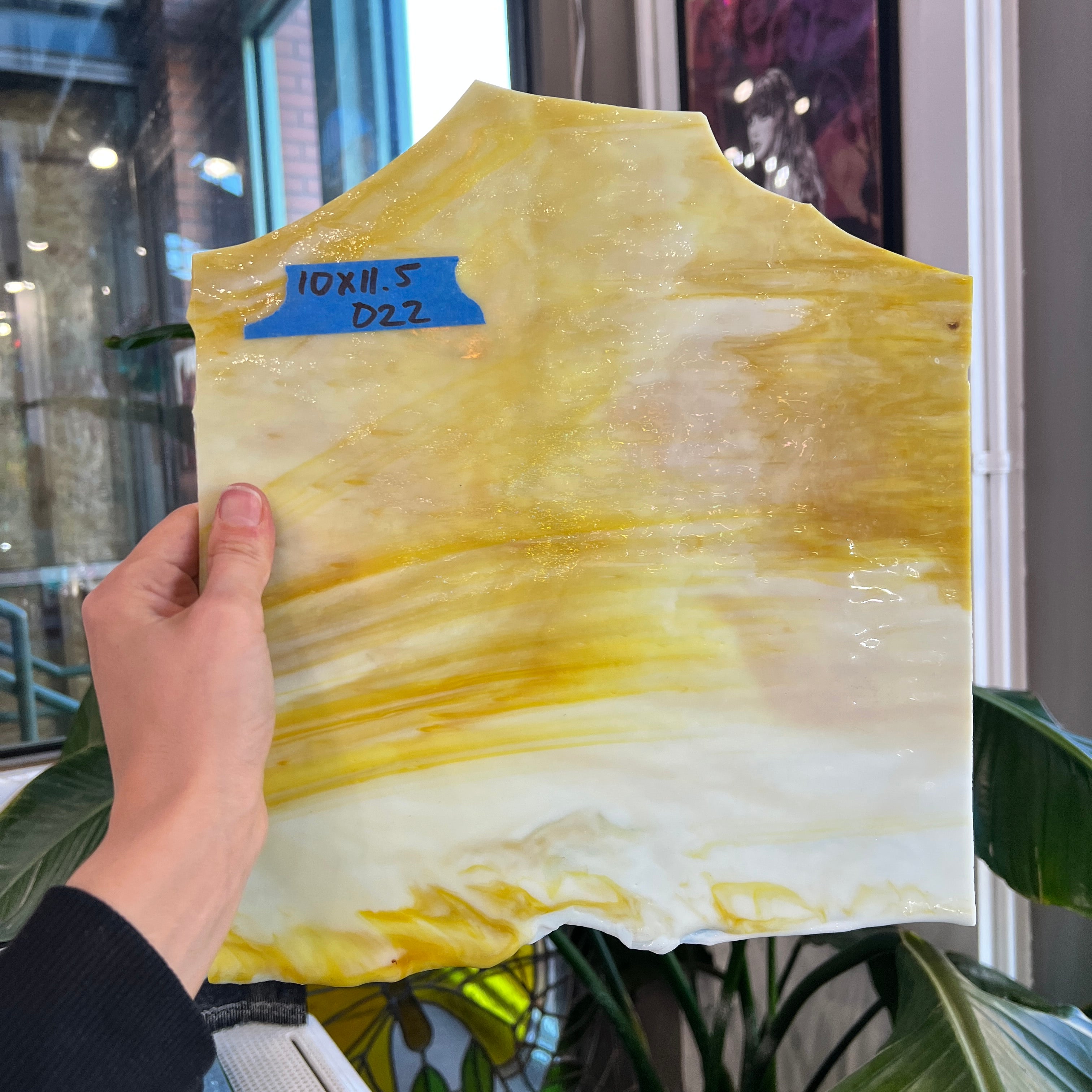 Yellow White Wispy Vintage Sheet Glass Colorado Glassworks