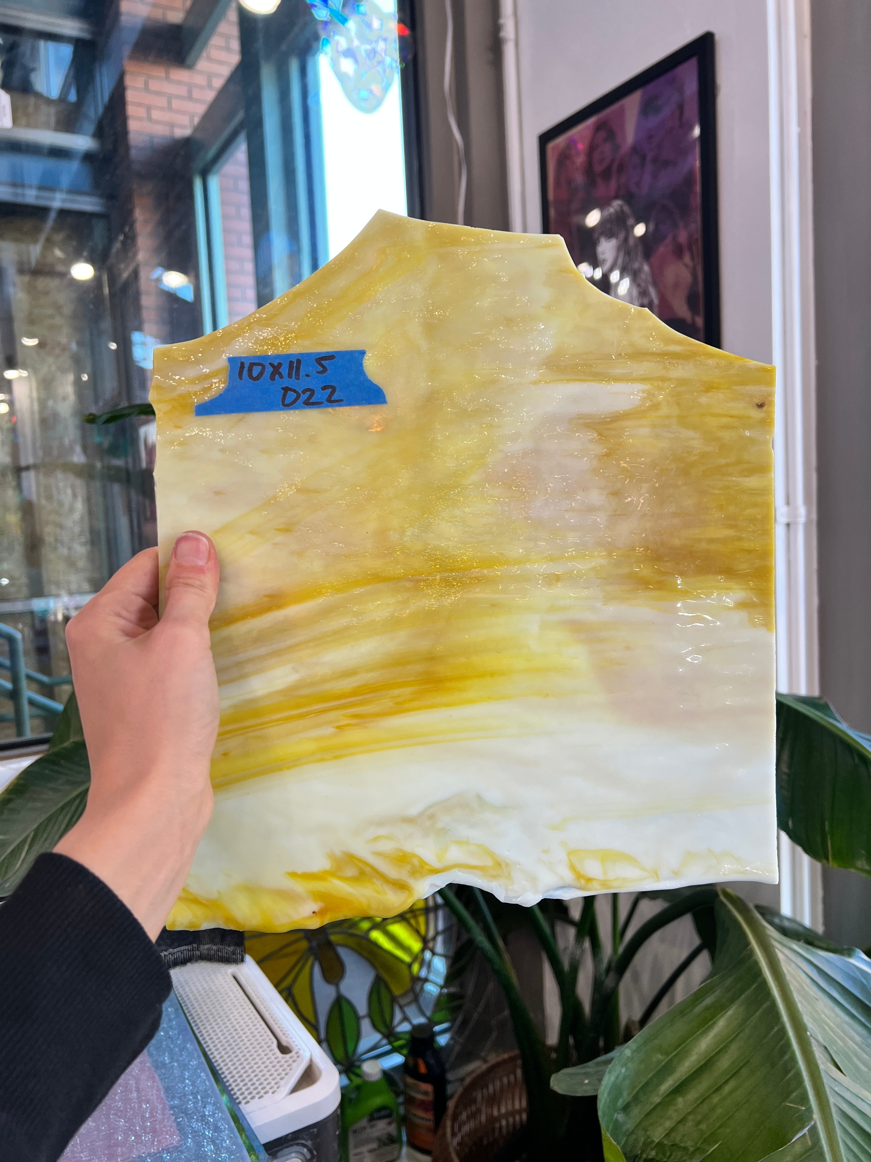 Yellow White Wispy Vintage Sheet Glass Colorado Glassworks