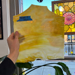 Yellow White Wispy Vintage Sheet Glass Colorado Glassworks