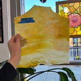 Yellow White Wispy Vintage Sheet Glass Colorado Glassworks