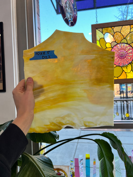 Yellow White Wispy Vintage Sheet Glass Colorado Glassworks