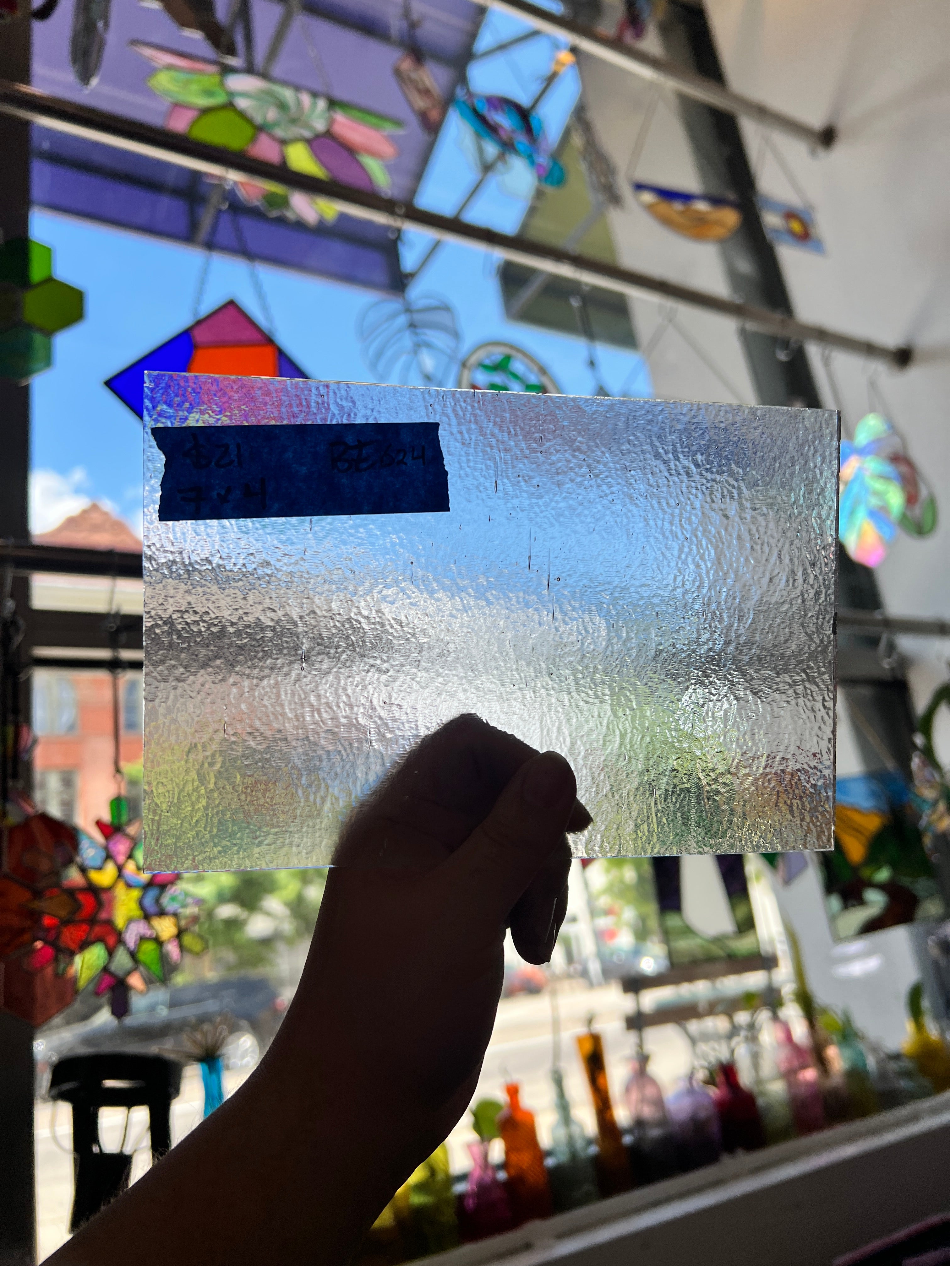 Vintage Light Sheen Transparent Clear Bullseye Sheet Glass Bullseye