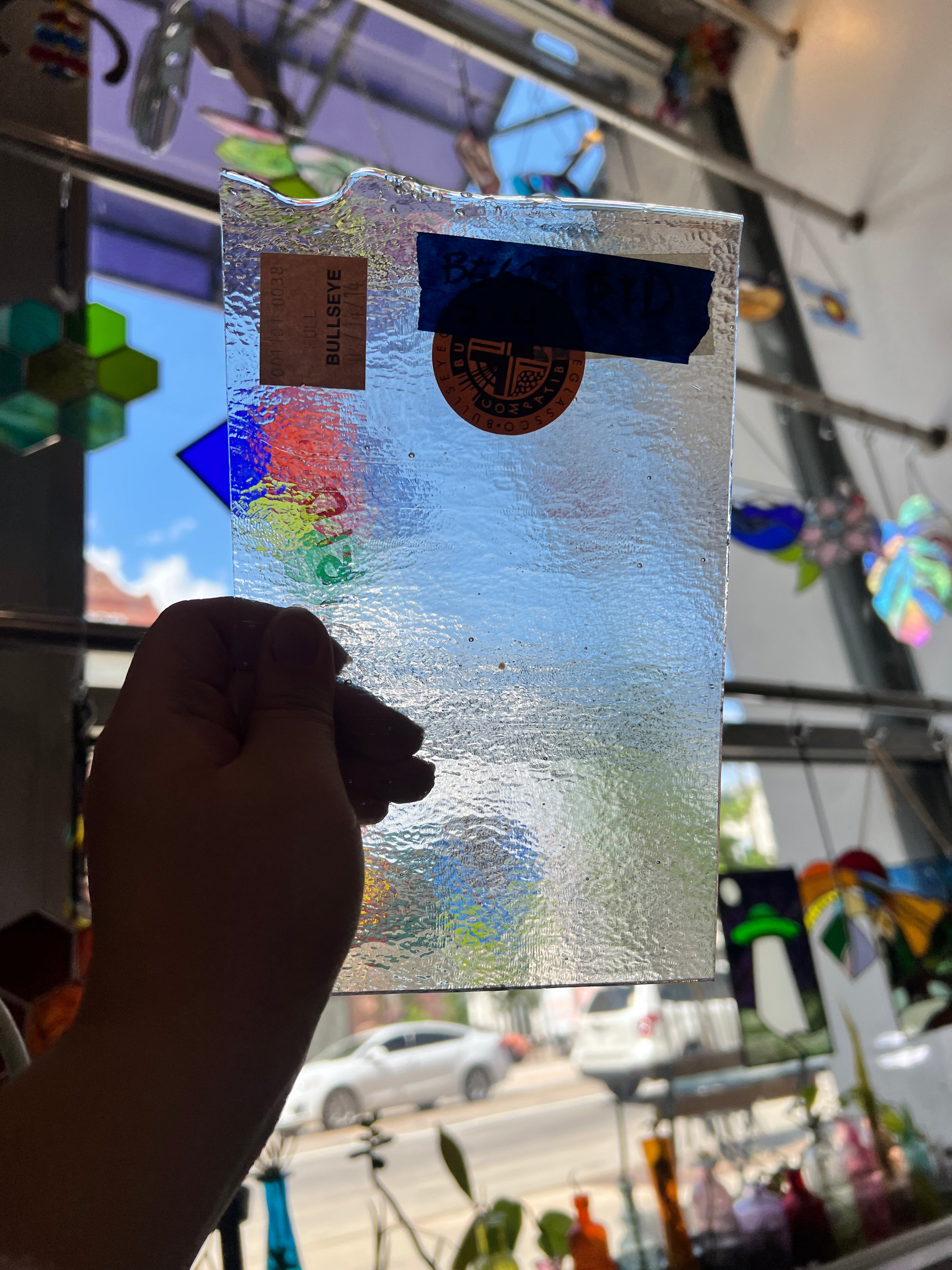Vintage Light Sheen Transparent Clear Bullseye Sheet Glass Bullseye