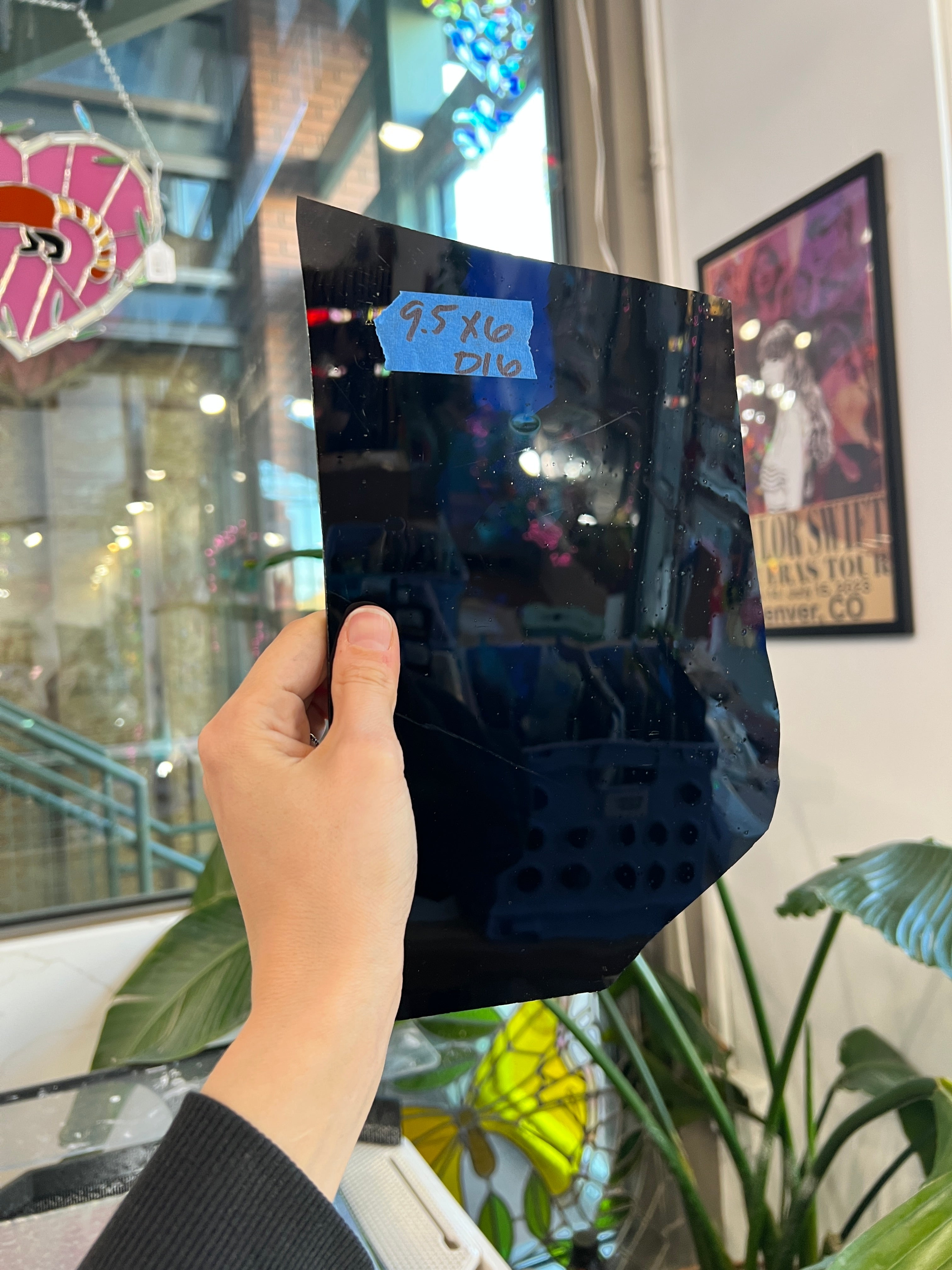 Dark Blue Mouthblown Vintage Sheet Glass Colorado Glassworks