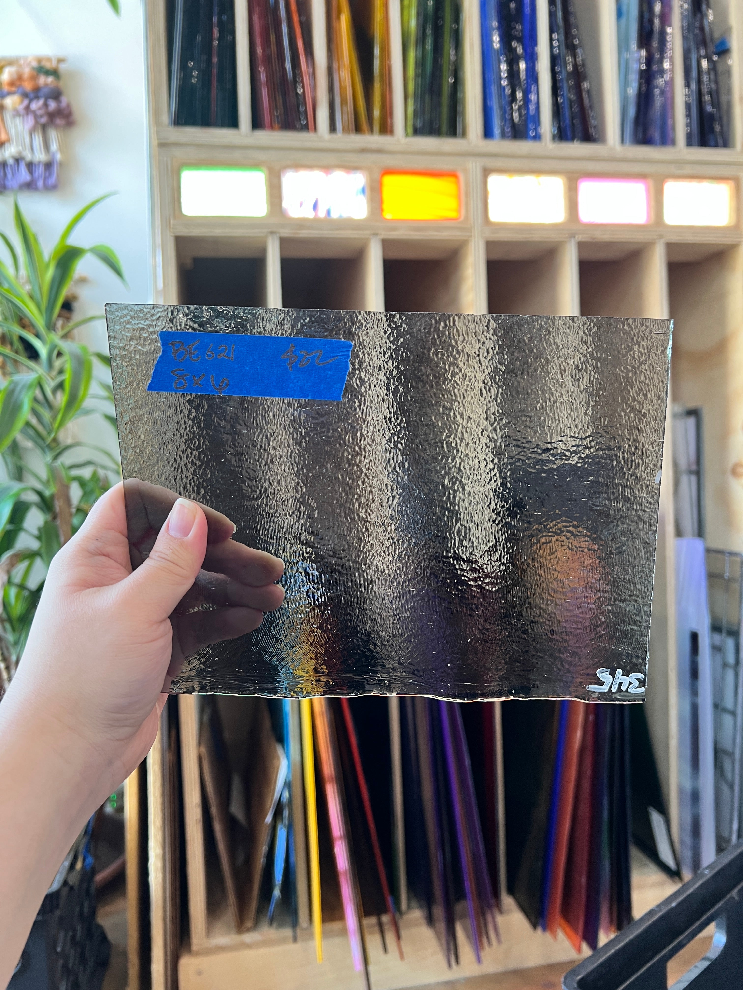 Vintage Transparent Gray Bullseye Sheet Glass Colorado Glassworks BE621 (8x6in)