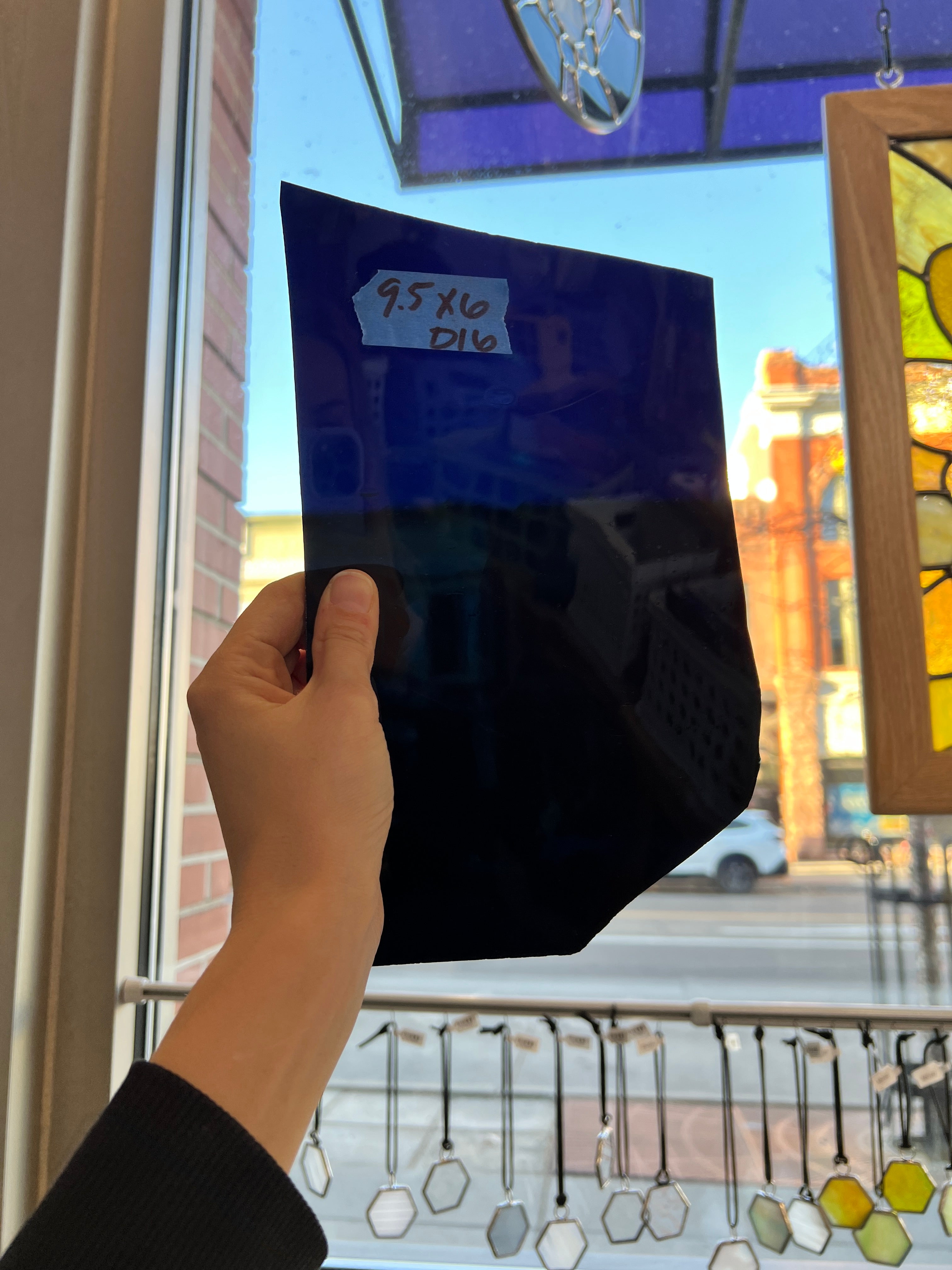 Dark Blue Mouthblown Vintage Sheet Glass Colorado Glassworks