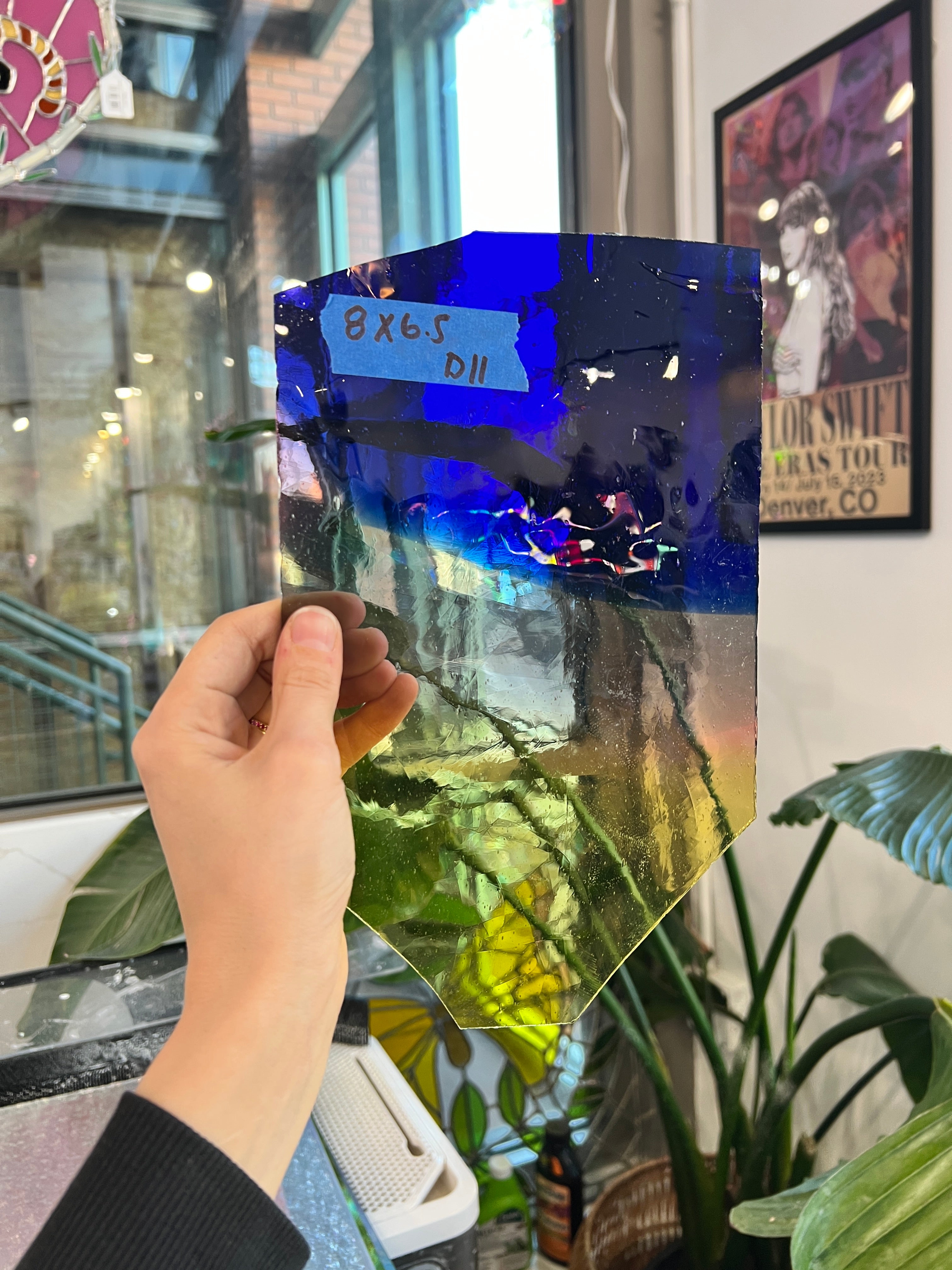 Vintage Multicolored AC Fischer Mouth Blown Glass Flash Glass Sheet Glass Colorado Glassworks