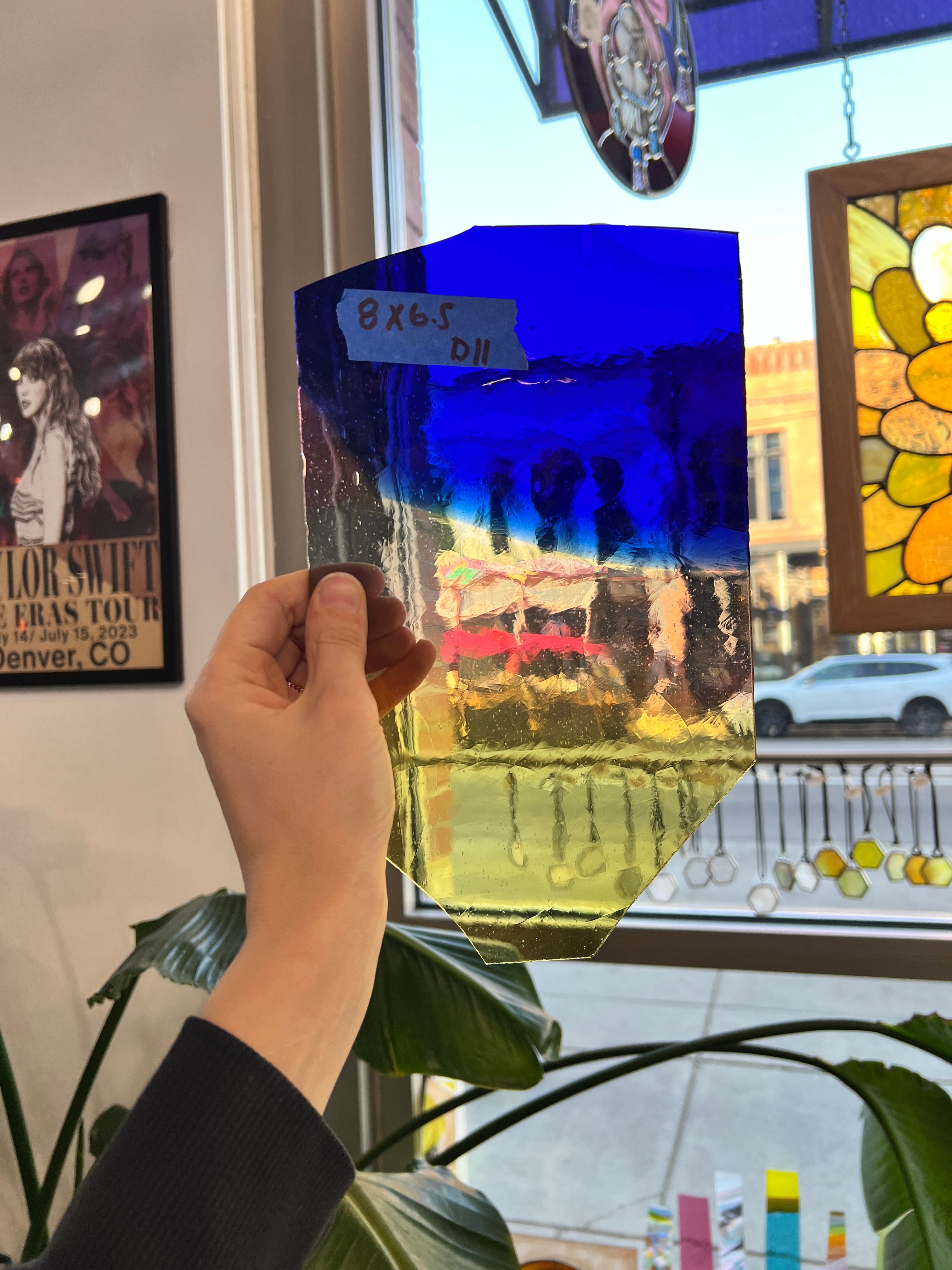 Vintage Multicolored AC Fischer Mouth Blown Glass Flash Glass Sheet Glass Colorado Glassworks