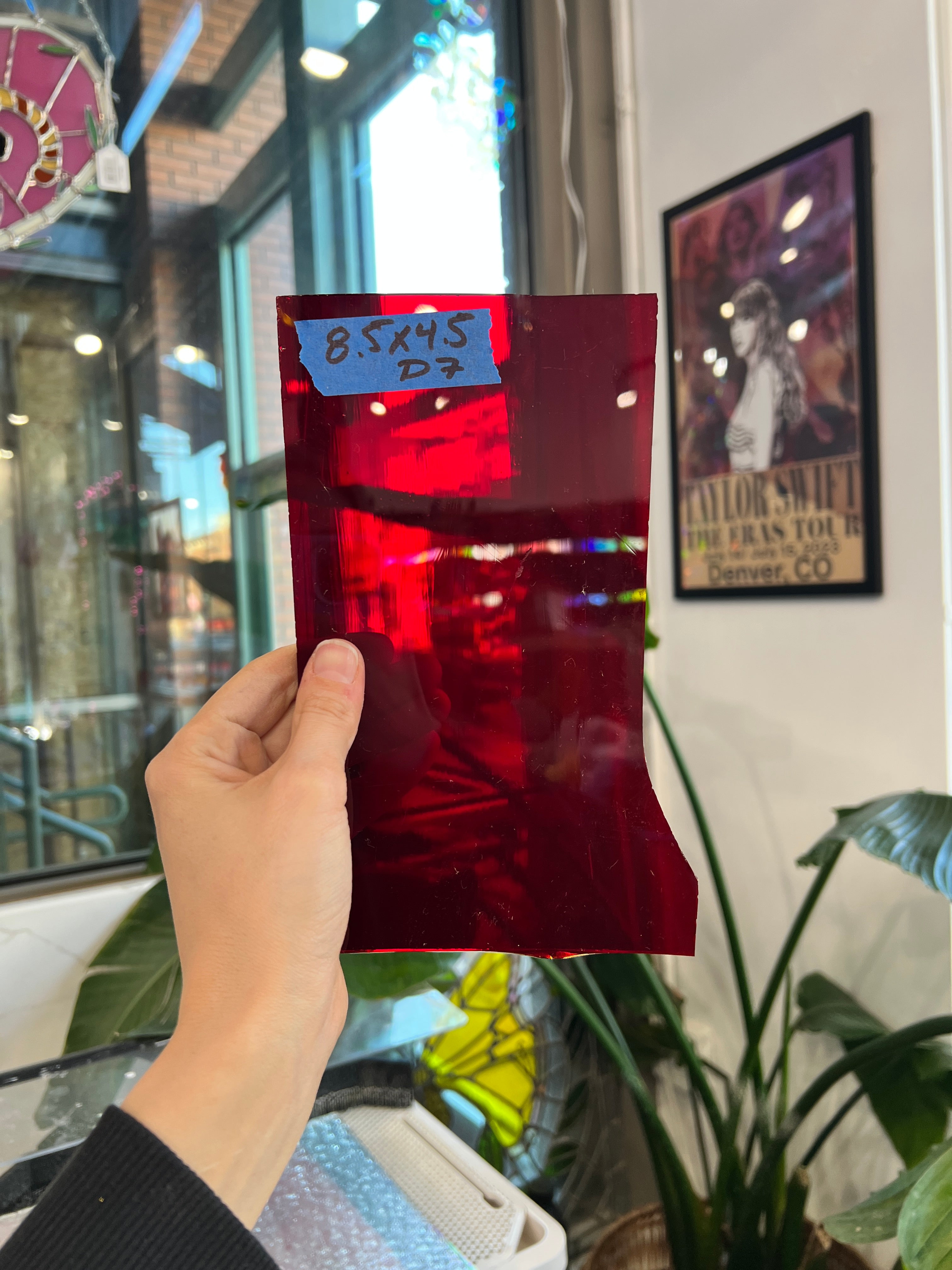 Vintage Red Antique Glass Sheet Glass Colorado Glassworks 8.5x4.5in (UNK-23767597)