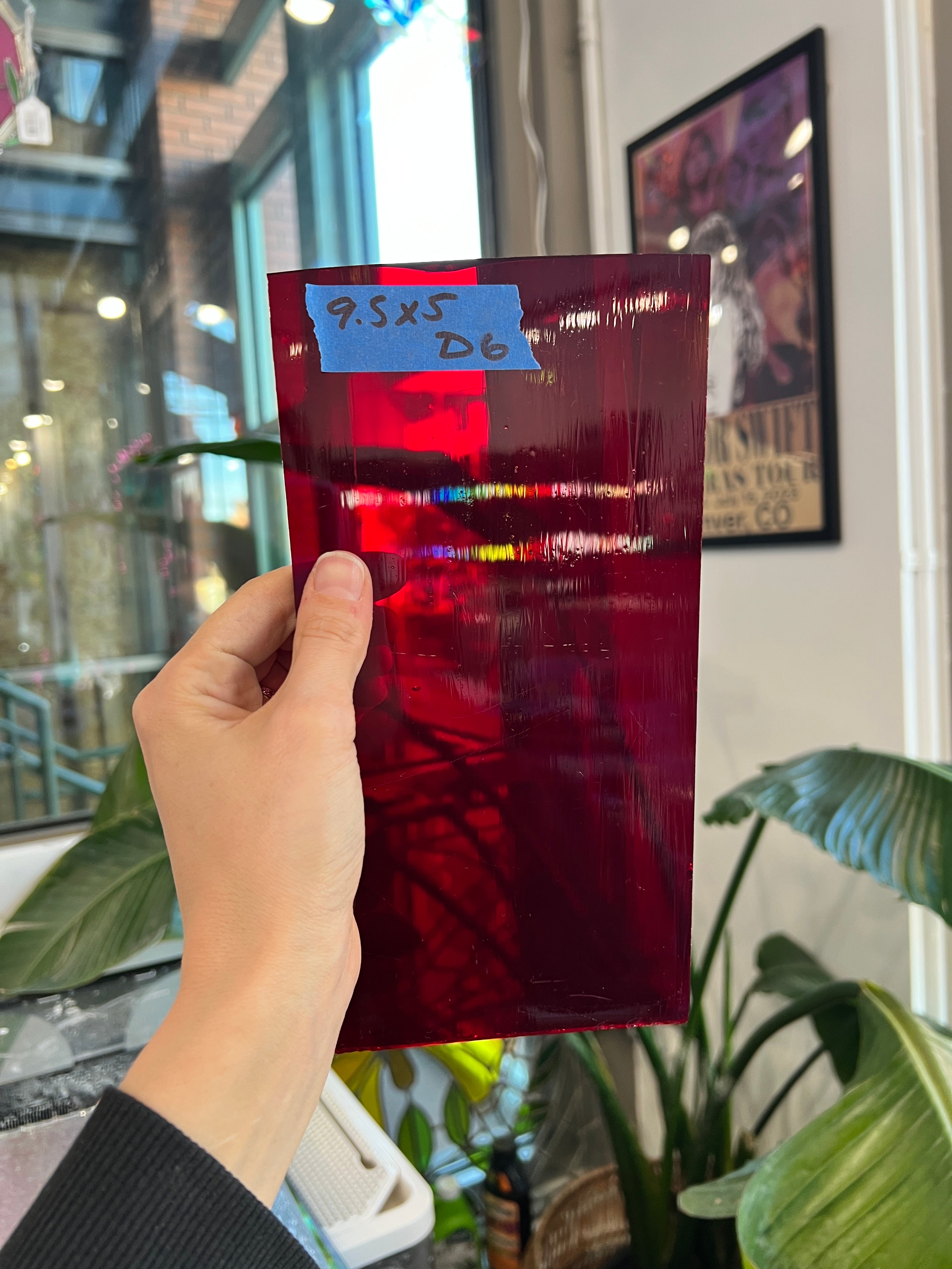 Vintage Red Antique Glass Sheet Glass Colorado Glassworks 9.5x5in (UNK-23800365)