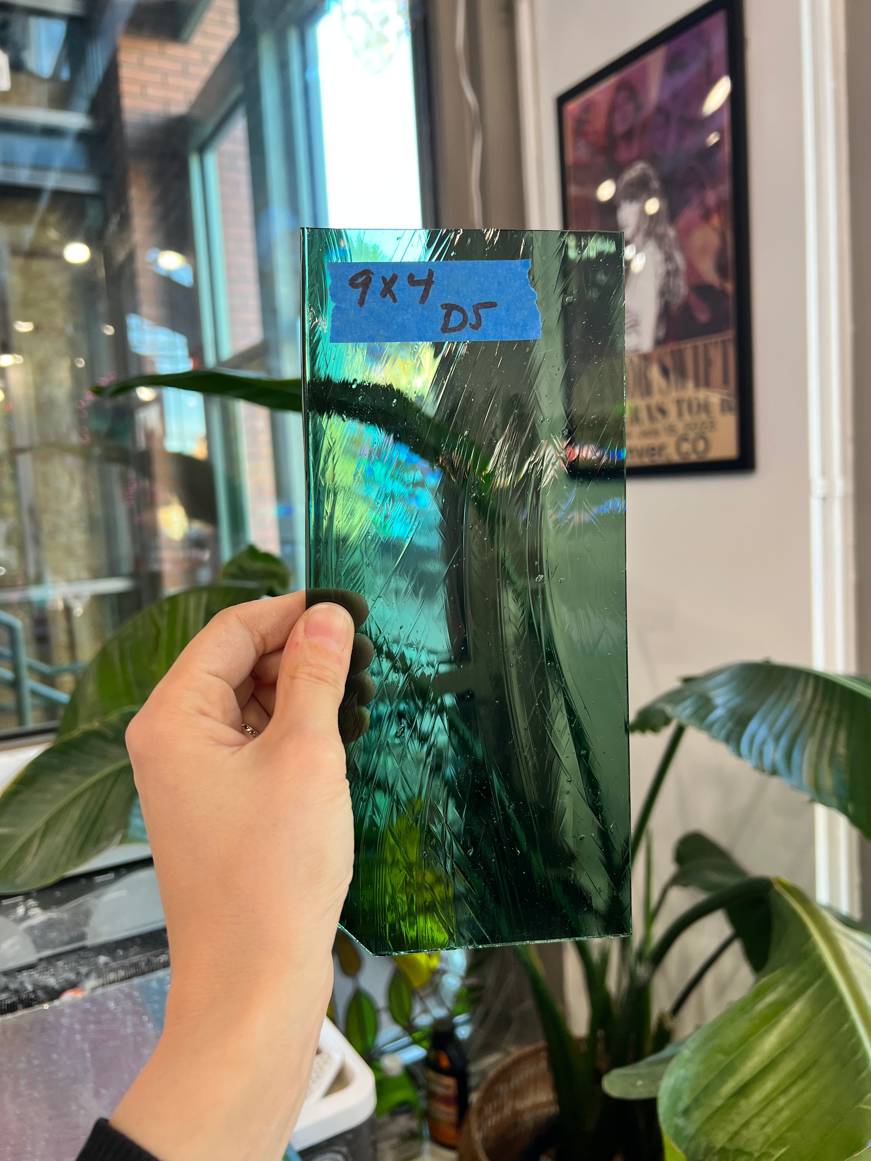 Teal Sage Green Mouth Blown Sheet Glass Colorado Glassworks 8.5x3.5in (UNK-89146669)