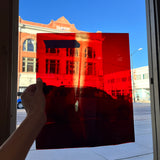 Lamberts Mouth Blown Red on Green Variegated SV158 Sheet Glass Colorado Glassworks