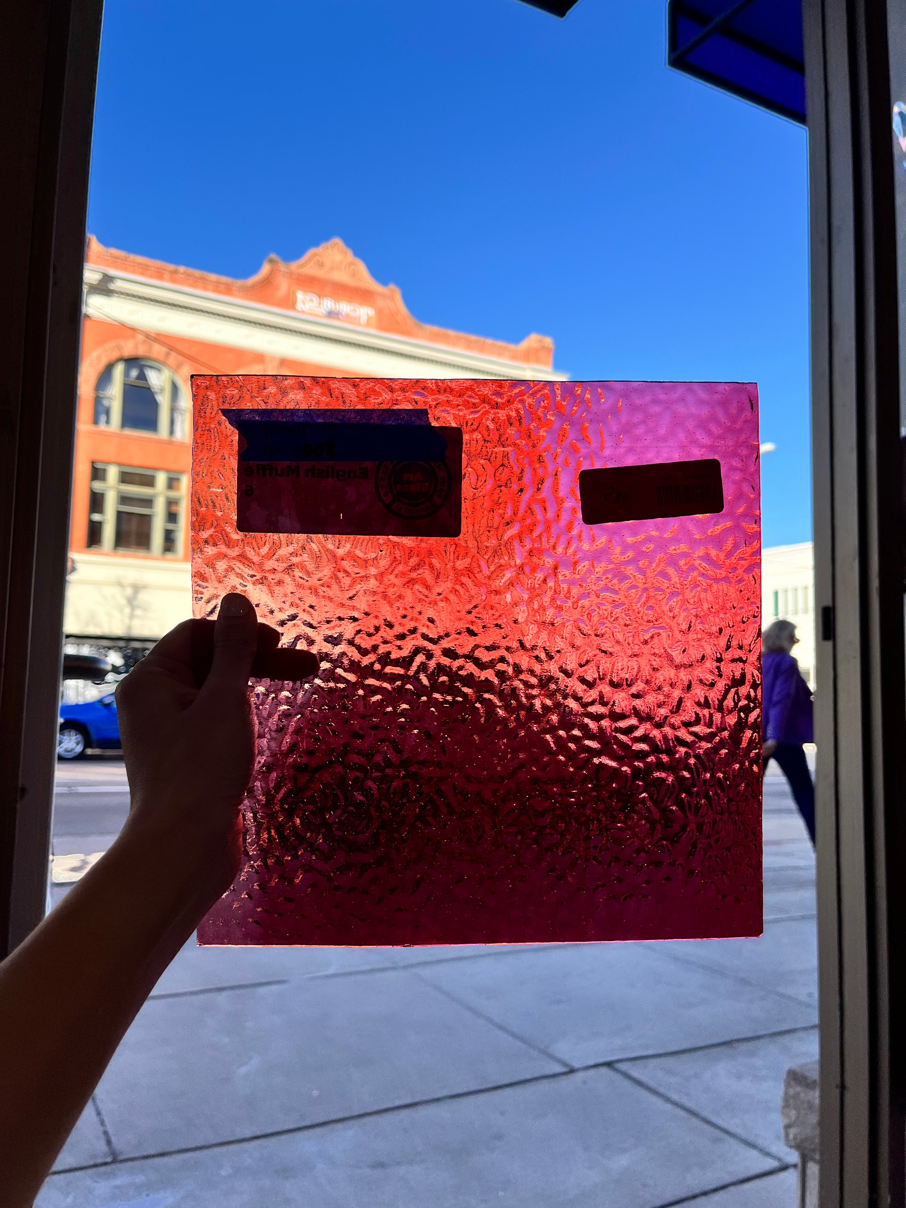 Transparent Cranberry English Muffle Wissmach – Colorado Glass Works