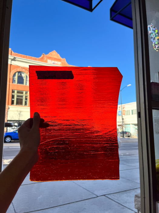 Red Transparent Fusible 96 COE Youghiogheny Sheet Glass Colorado Glassworks