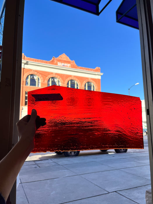 Red Transparent Fusible 96 COE Youghiogheny Sheet Glass Colorado Glassworks