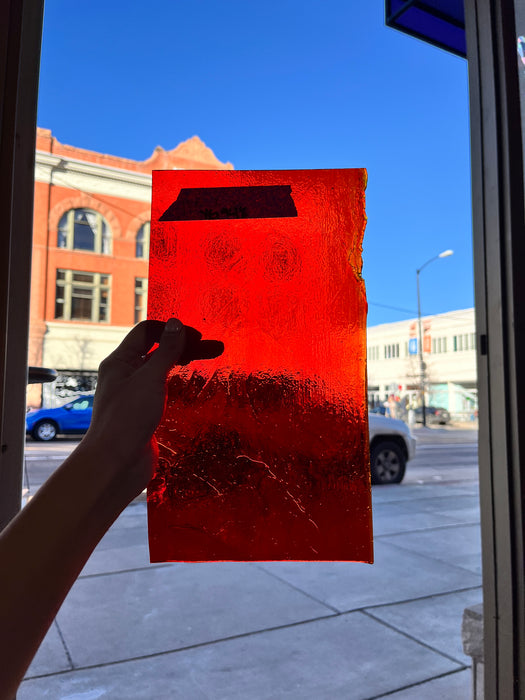 Red Transparent Fusible 96 COE Youghiogheny Sheet Glass Colorado Glassworks