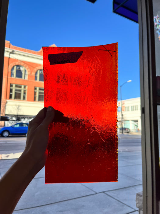 Red Transparent Fusible 96 COE Youghiogheny Sheet Glass Colorado Glassworks