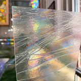 Clear Streamer Iridescent Bullseye Fusible 90 COE
