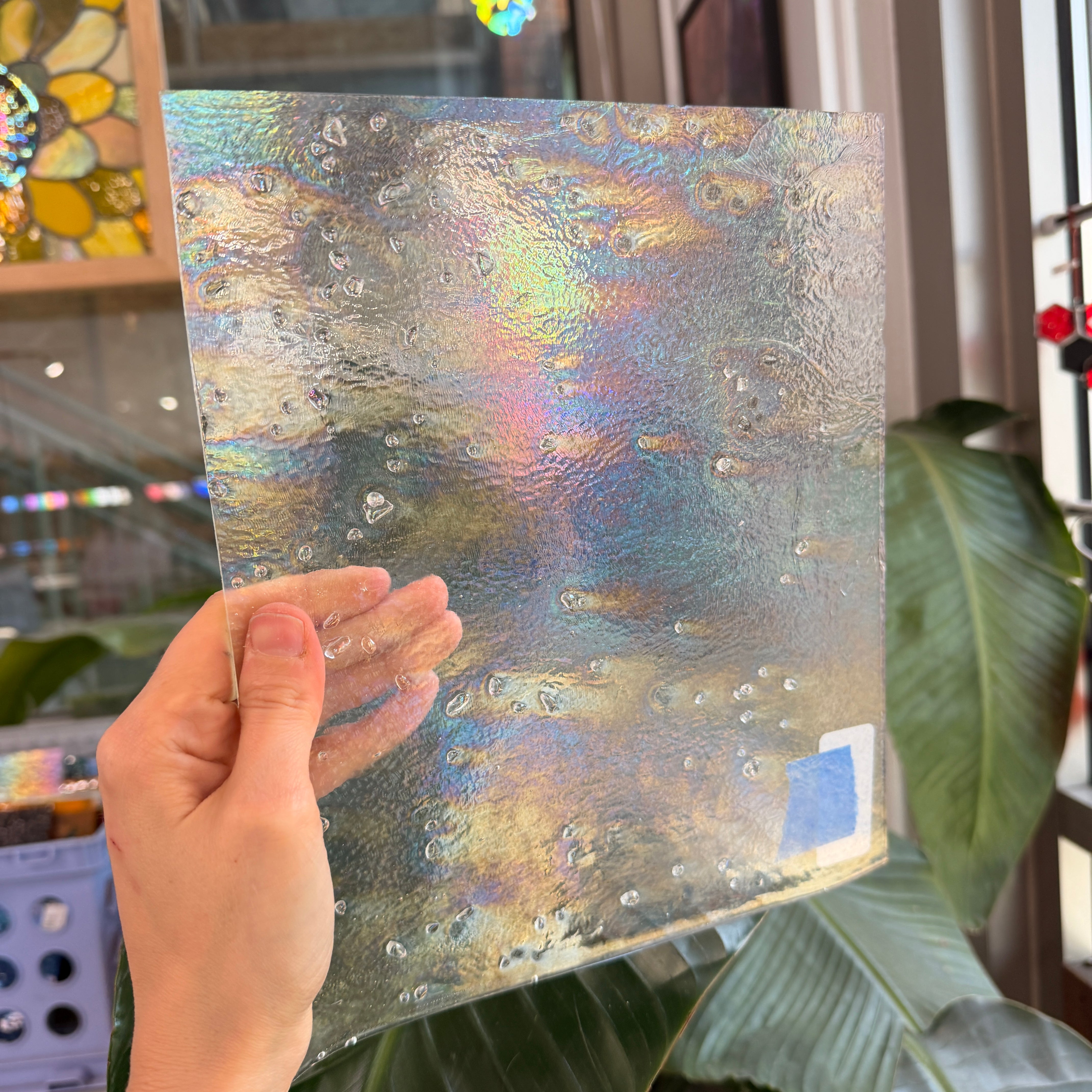 Clear Iridescent Frit Bullseye