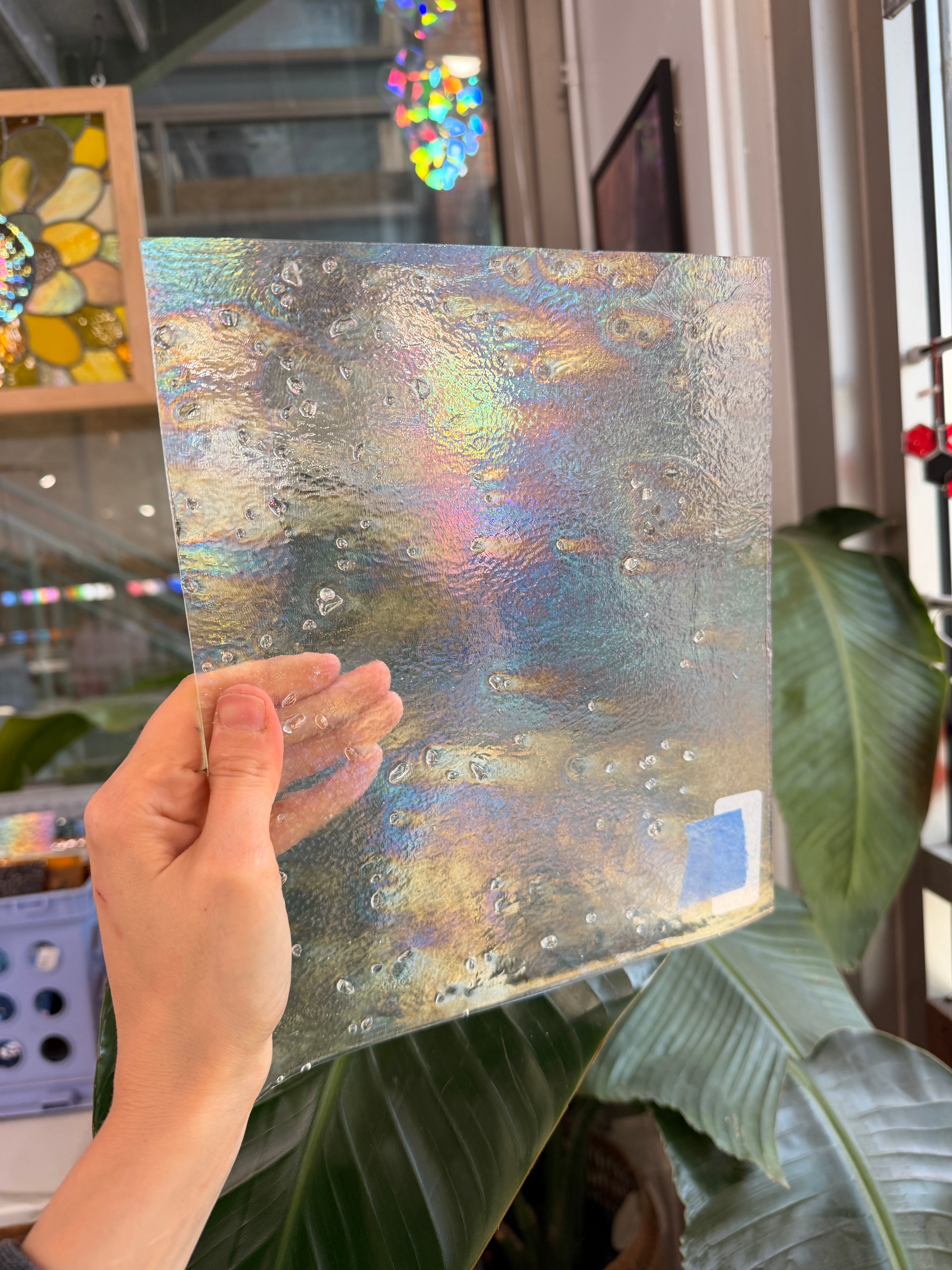 Clear Iridescent Frit Bullseye